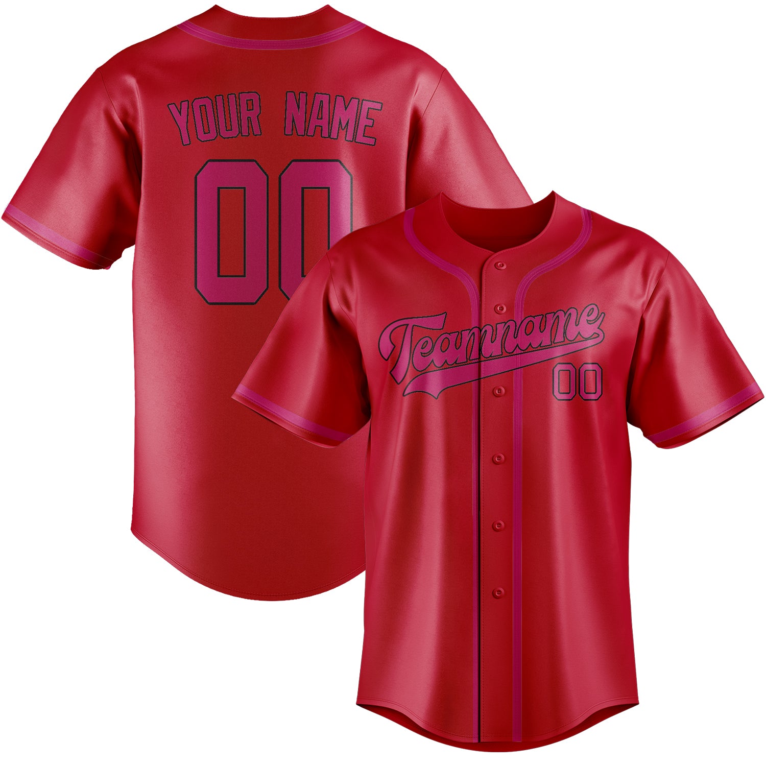 Maillot de baseball personnalisé rouge et rose