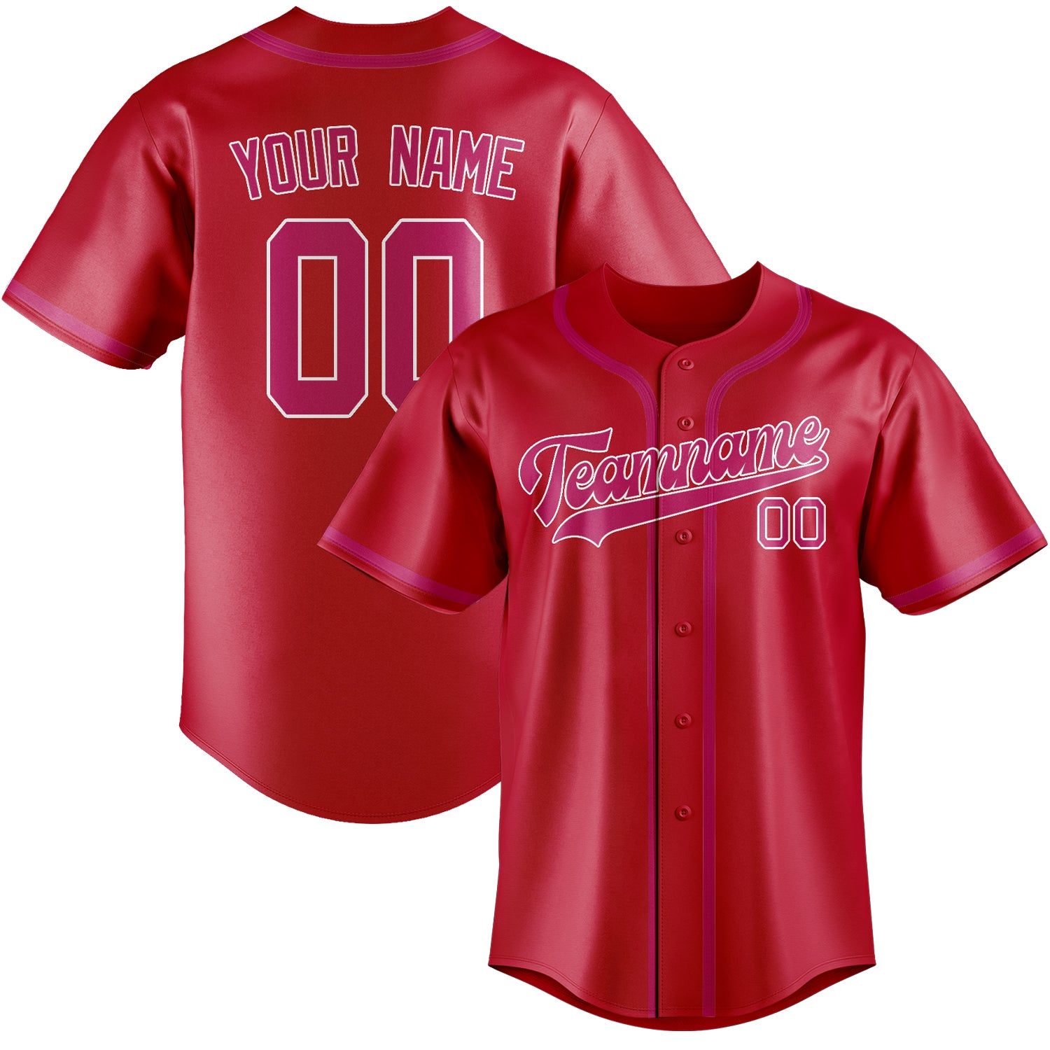 Maillot de baseball personnalisé rouge et rose