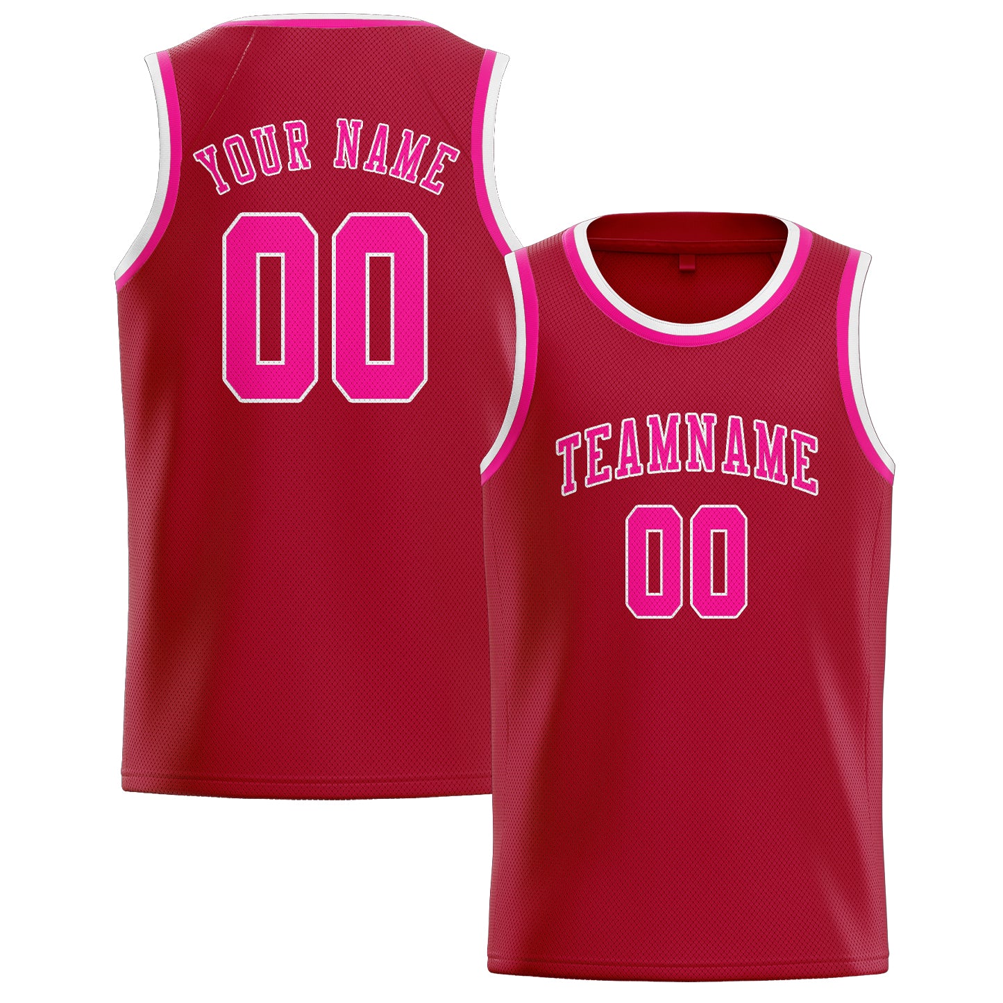Maillot de basketball personnalisé rouge et rose