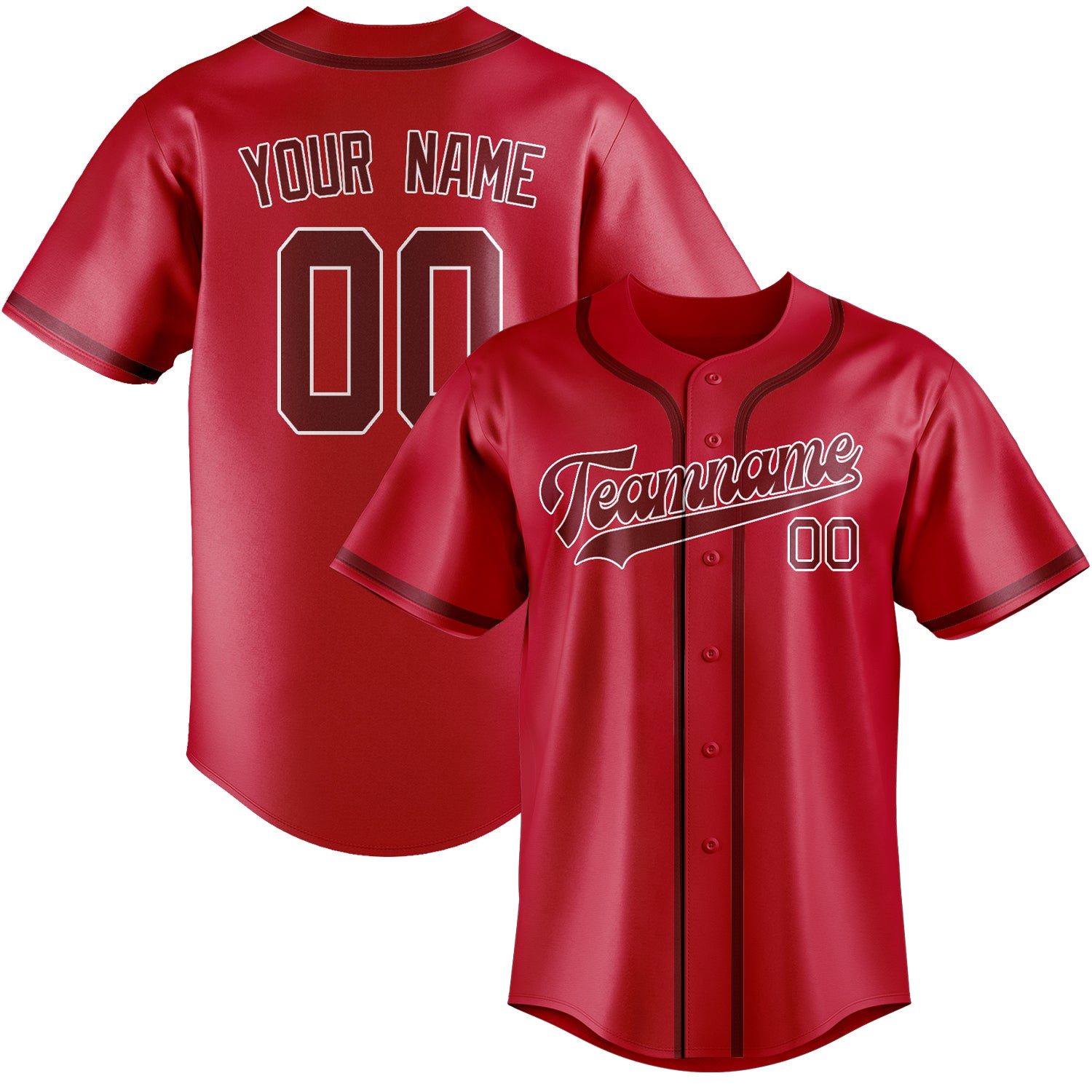 Maillot de baseball rouge cramoisi personnalisé