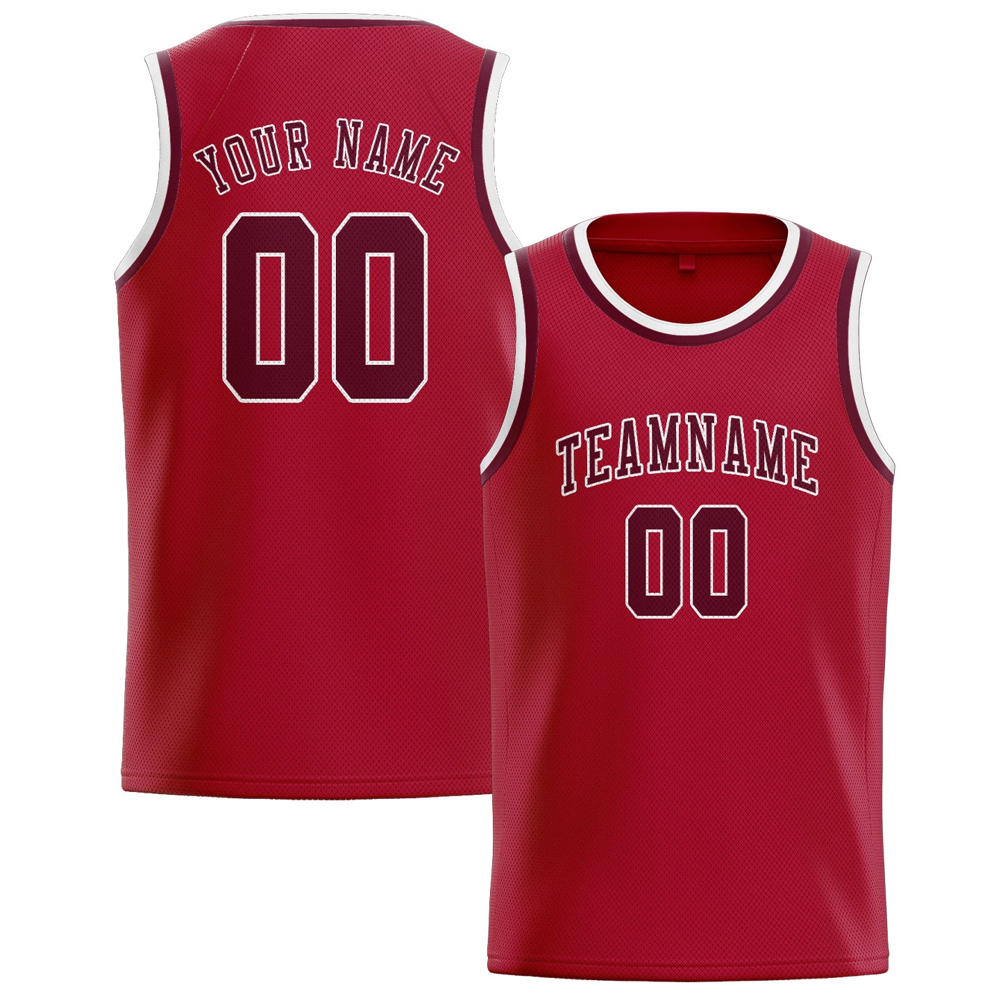 Maillot de basketball rouge cramoisi personnalisé