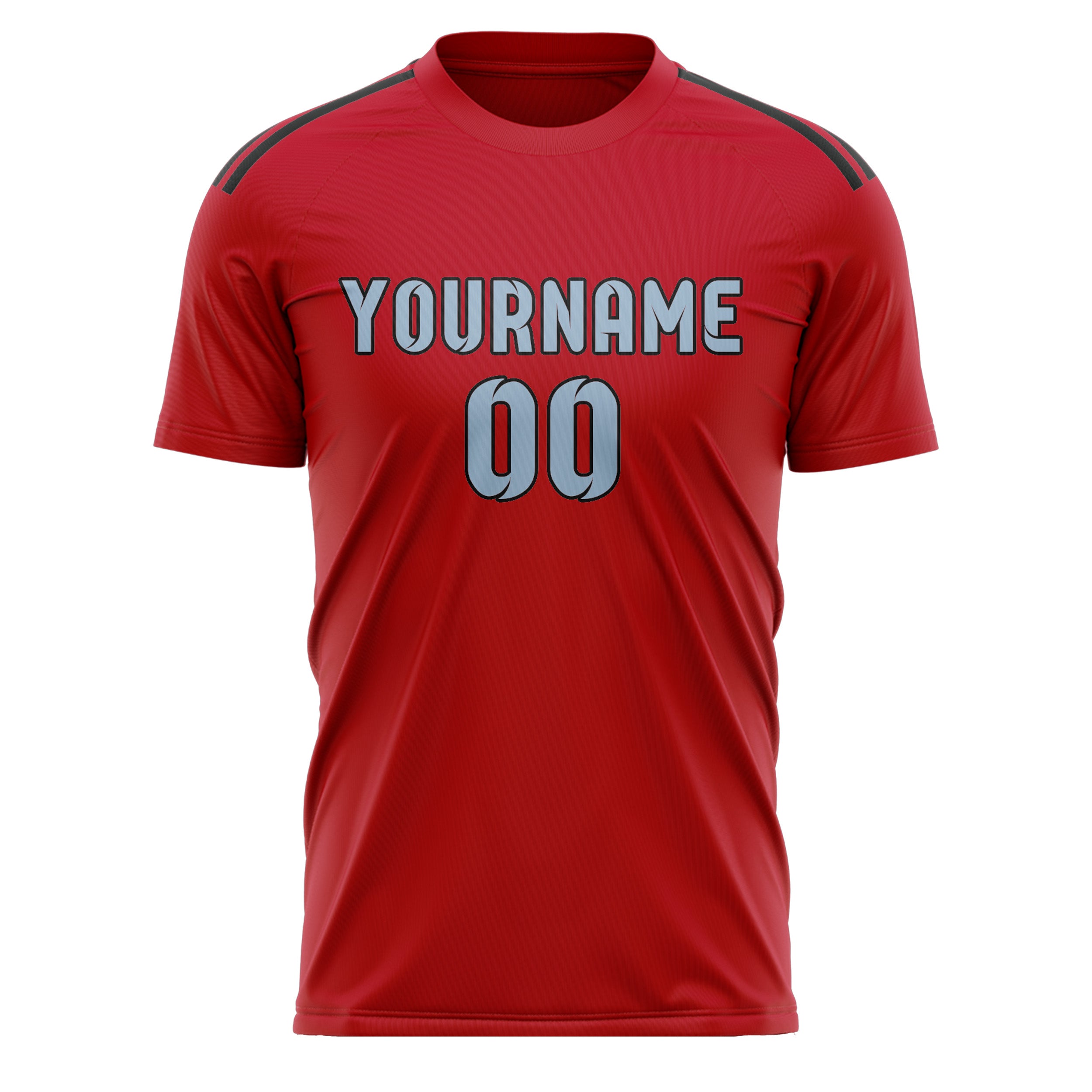 Maillot de football personnalisé rouge et bleu clair