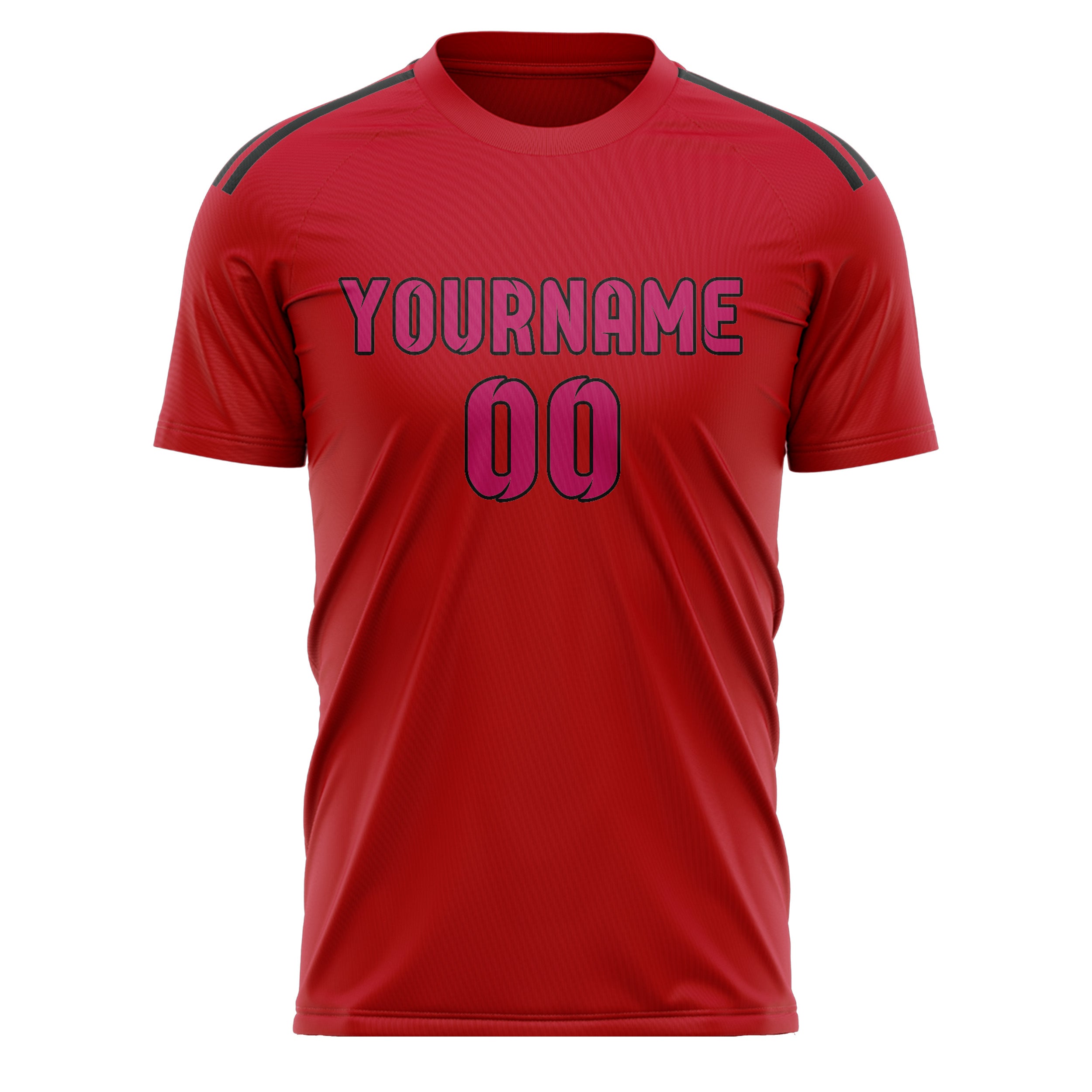 Maillot de football personnalisé rouge et rose