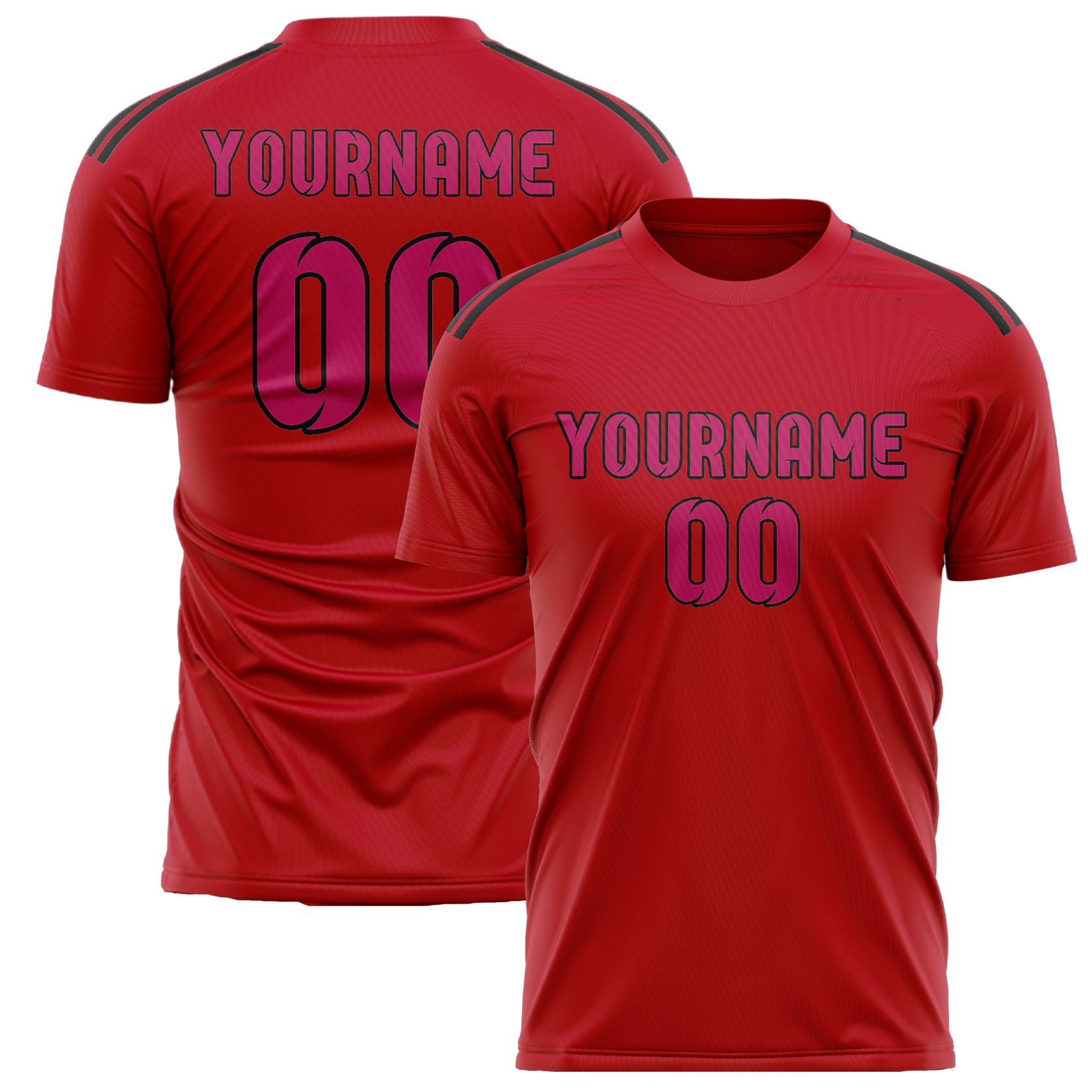 Maillot de football personnalisé rouge et rose