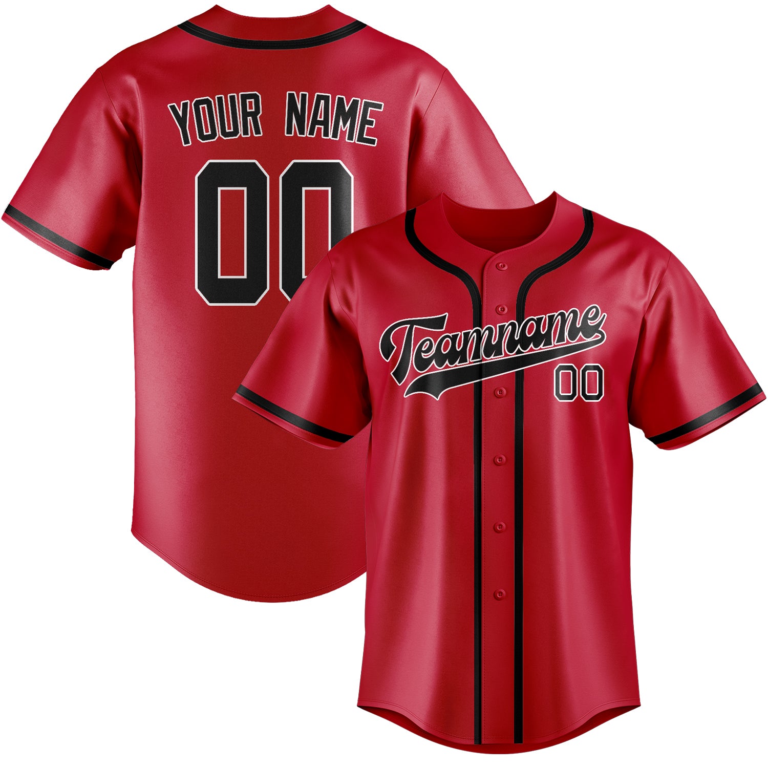 Maillot de baseball personnalisé rouge et noir