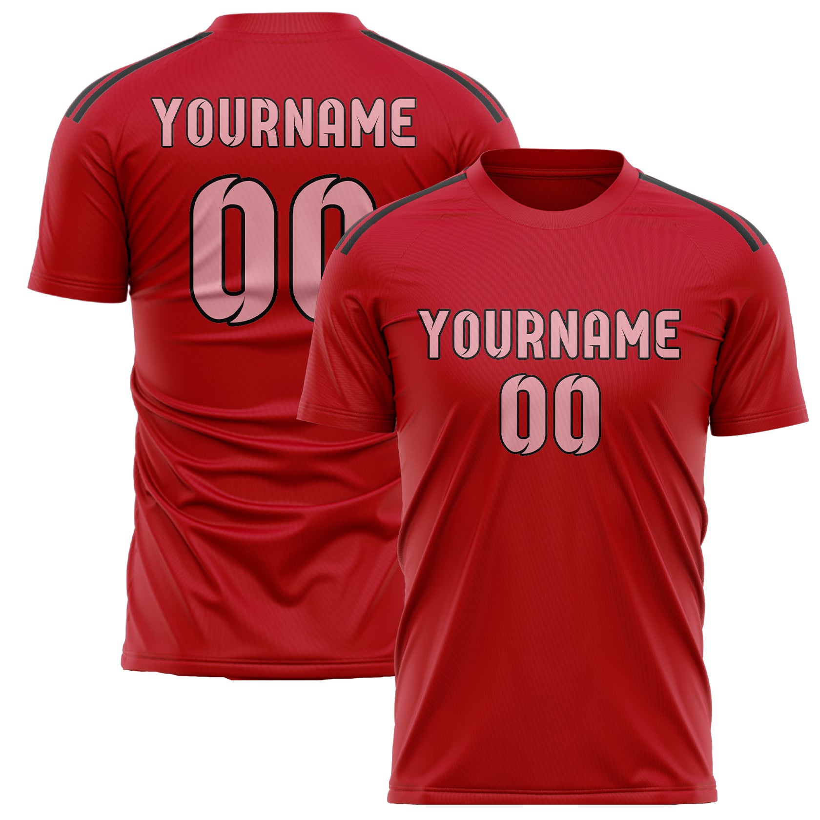 Maillot de football personnalisé rouge et rose clair