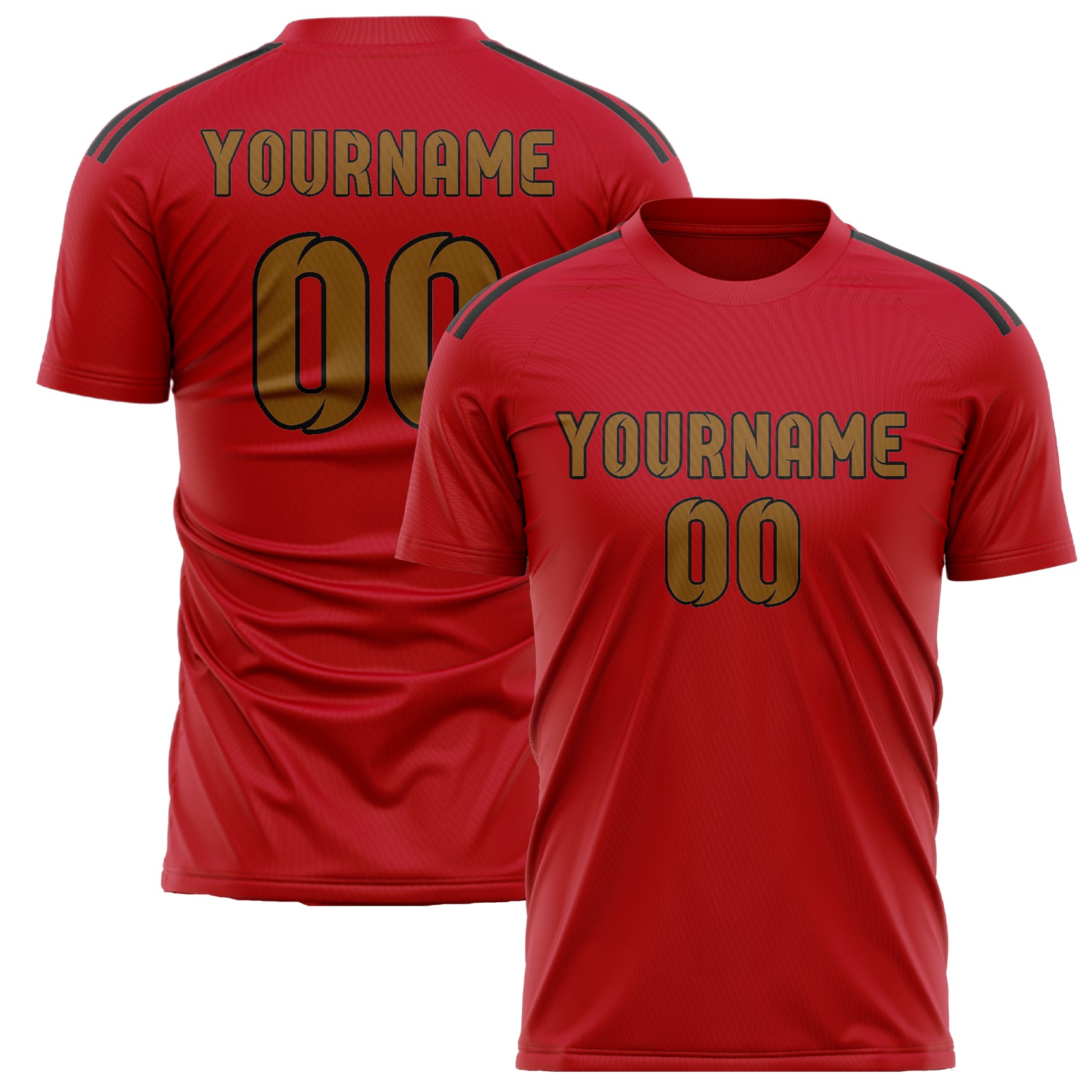 Maillot de football rouge et kaki personnalisé