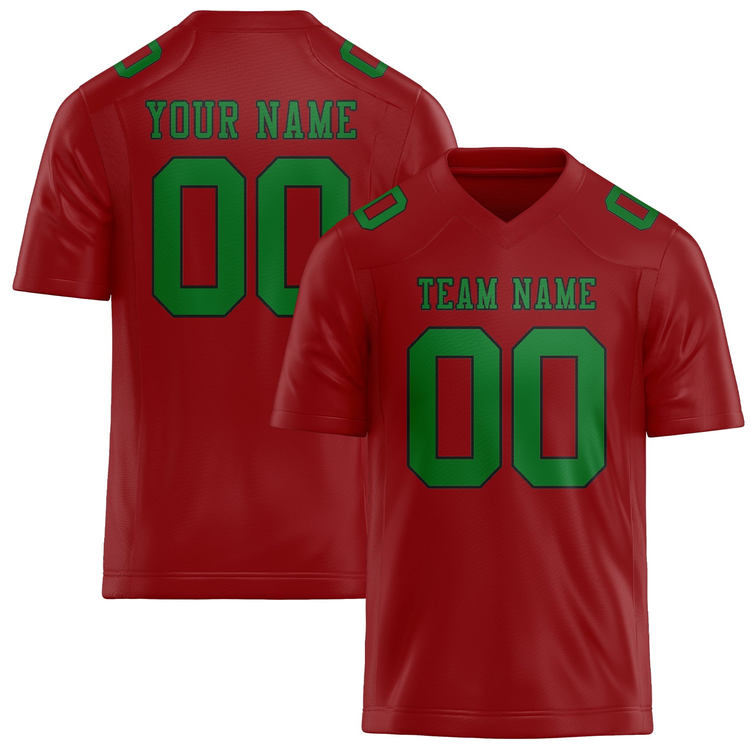 Maillot de football personnalisé rouge et vert émeraude