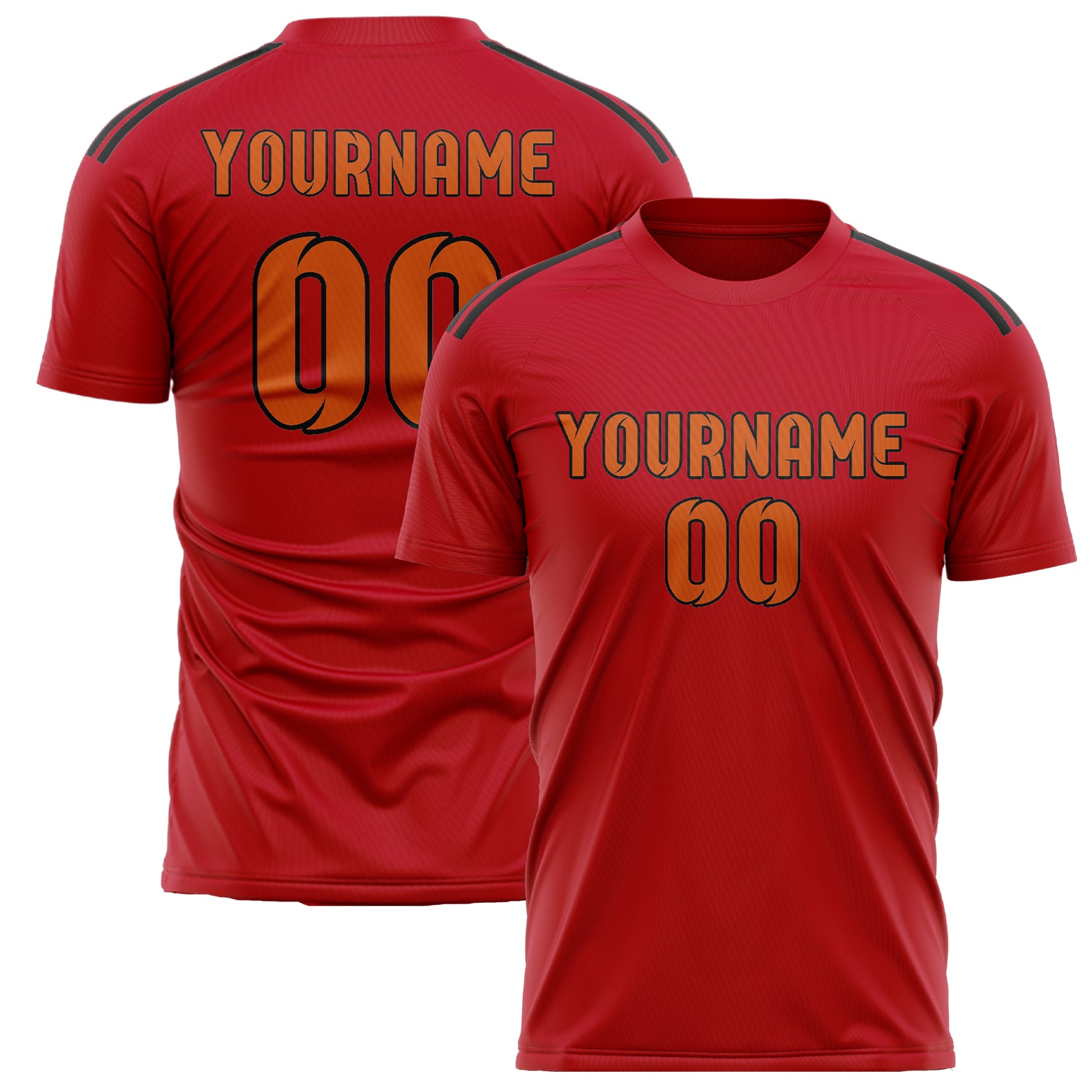 Maillot de football personnalisé rouge orange