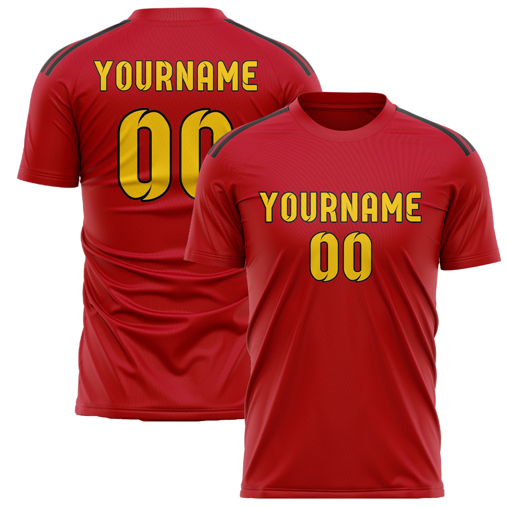 Maillot de football rouge et or personnalisé