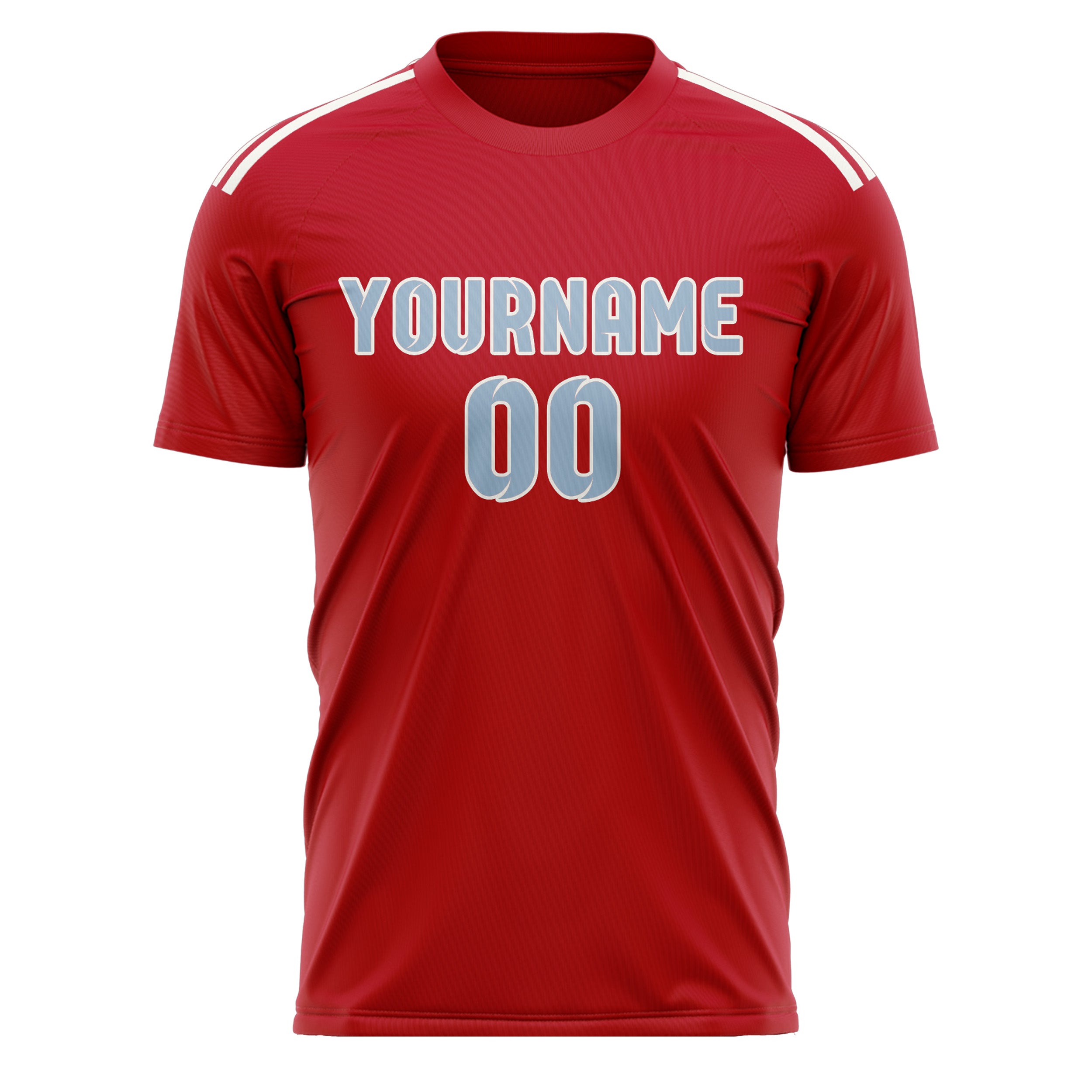 Maillot de football personnalisé rouge et bleu clair