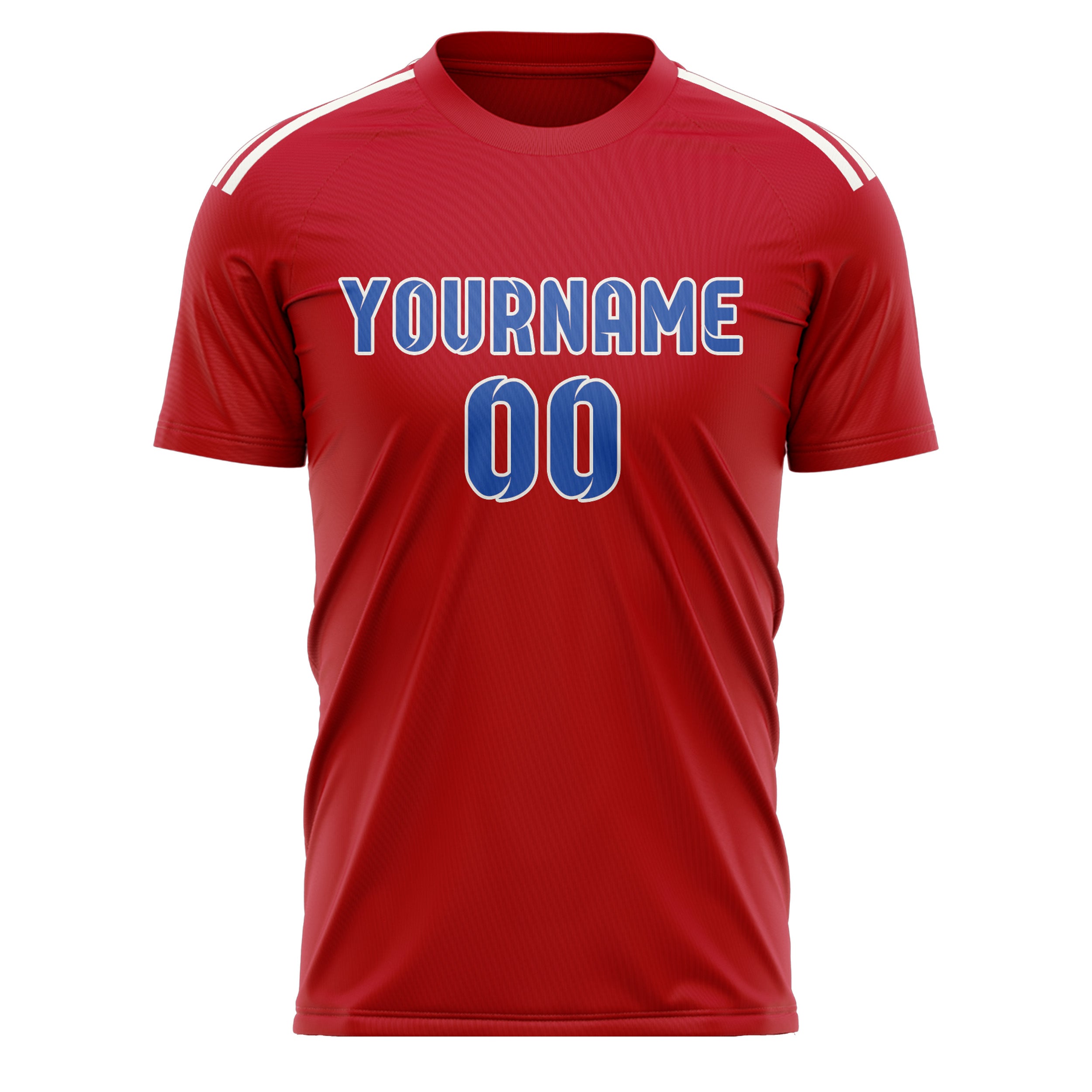 Maillot de football personnalisé rouge et bleu ciel