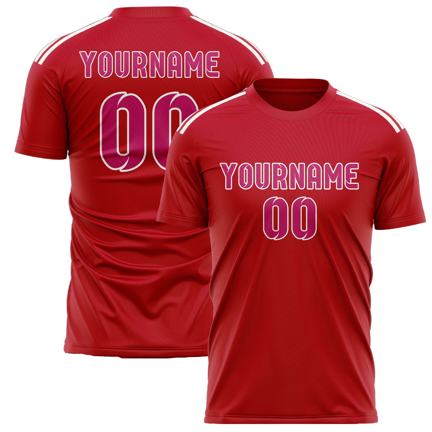 Maillot de football personnalisé rouge et rose