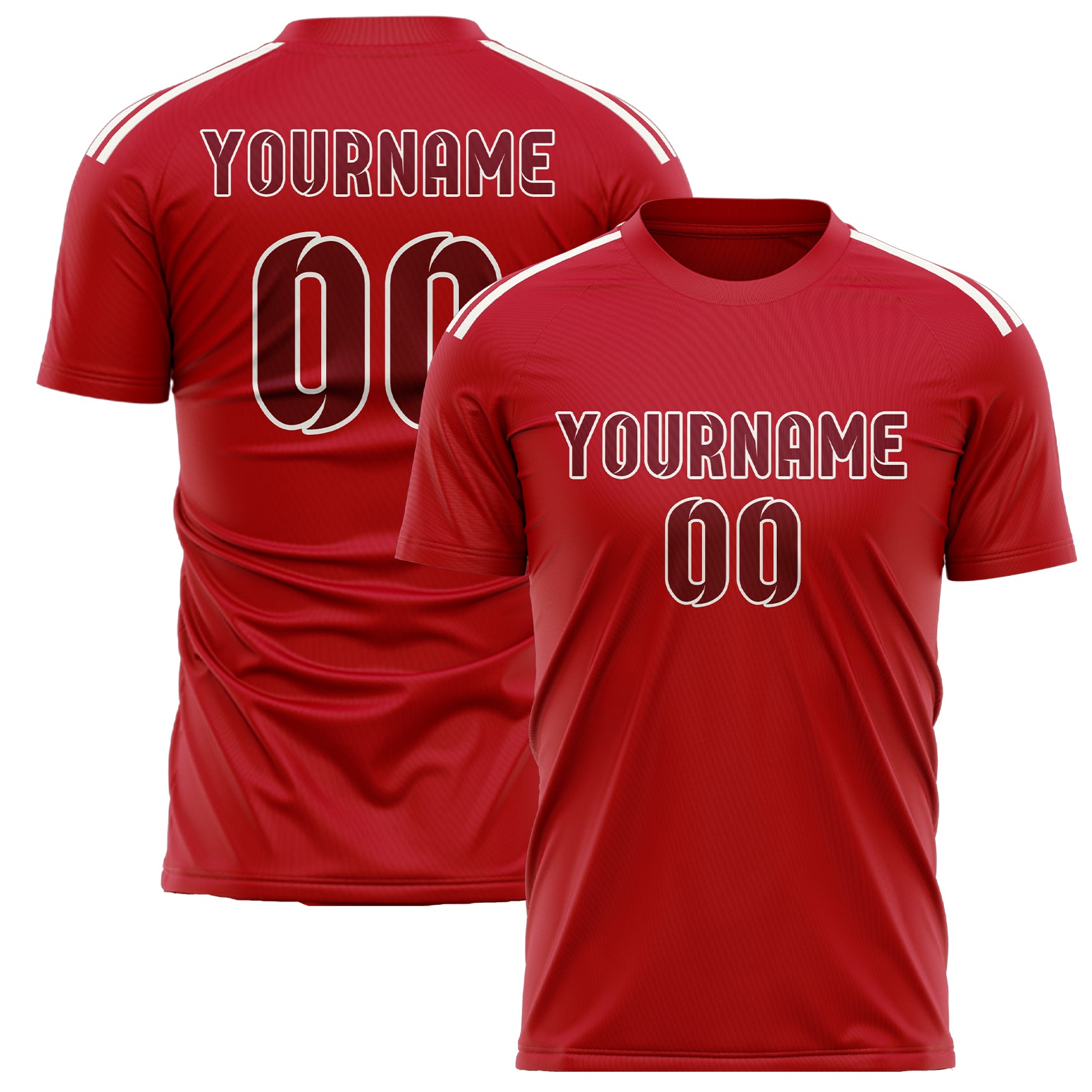 Maillot de football rouge cramoisi personnalisé