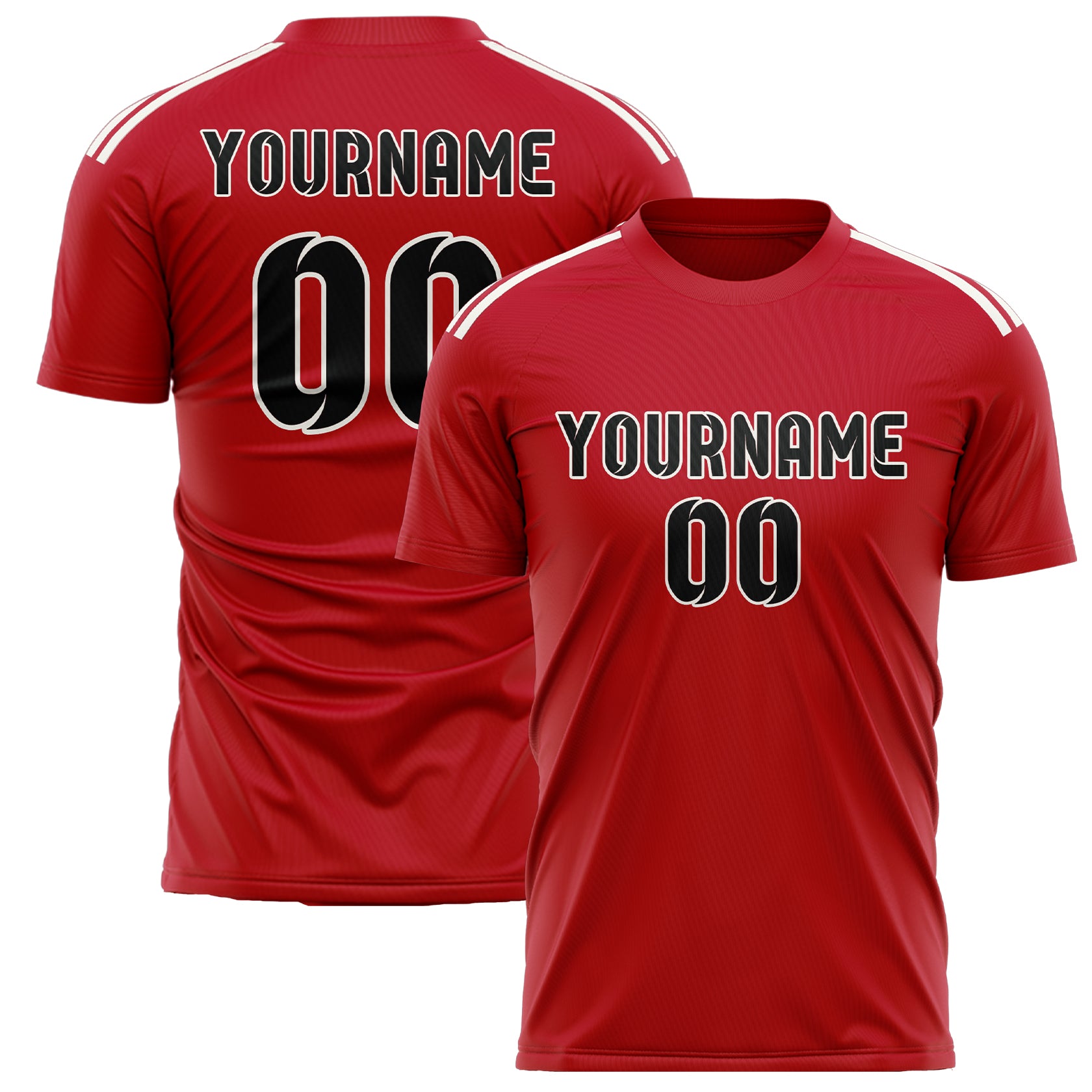 Maillot de football personnalisé rouge et noir
