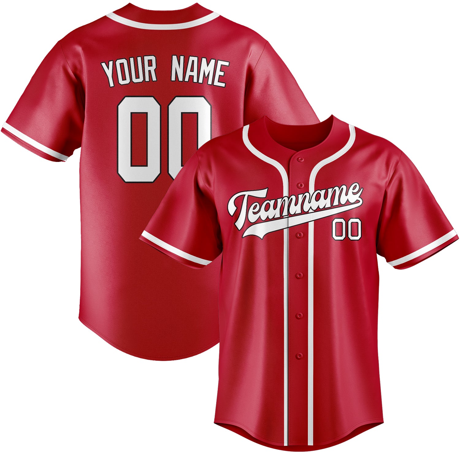 Maillot de baseball rouge et blanc personnalisé