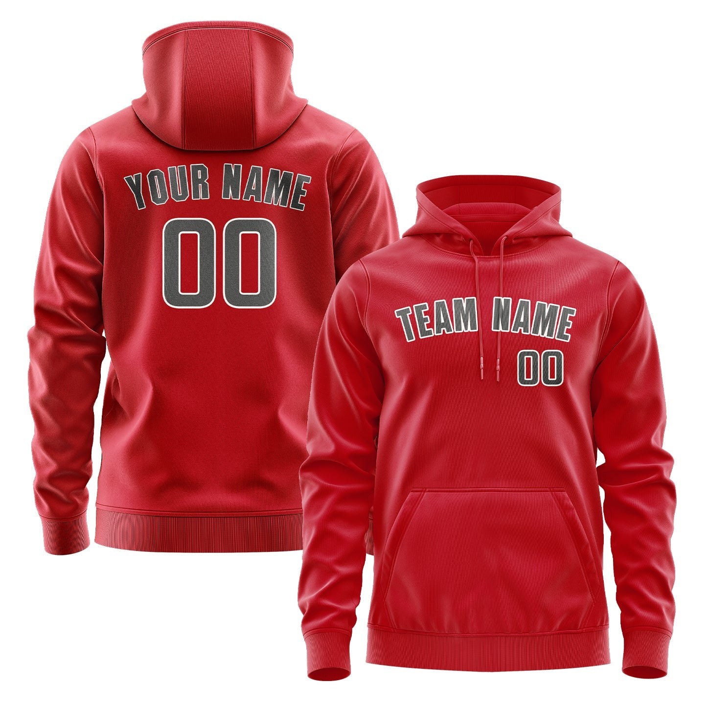 Sweat à capuche rouge et gris foncé personnalisé 
