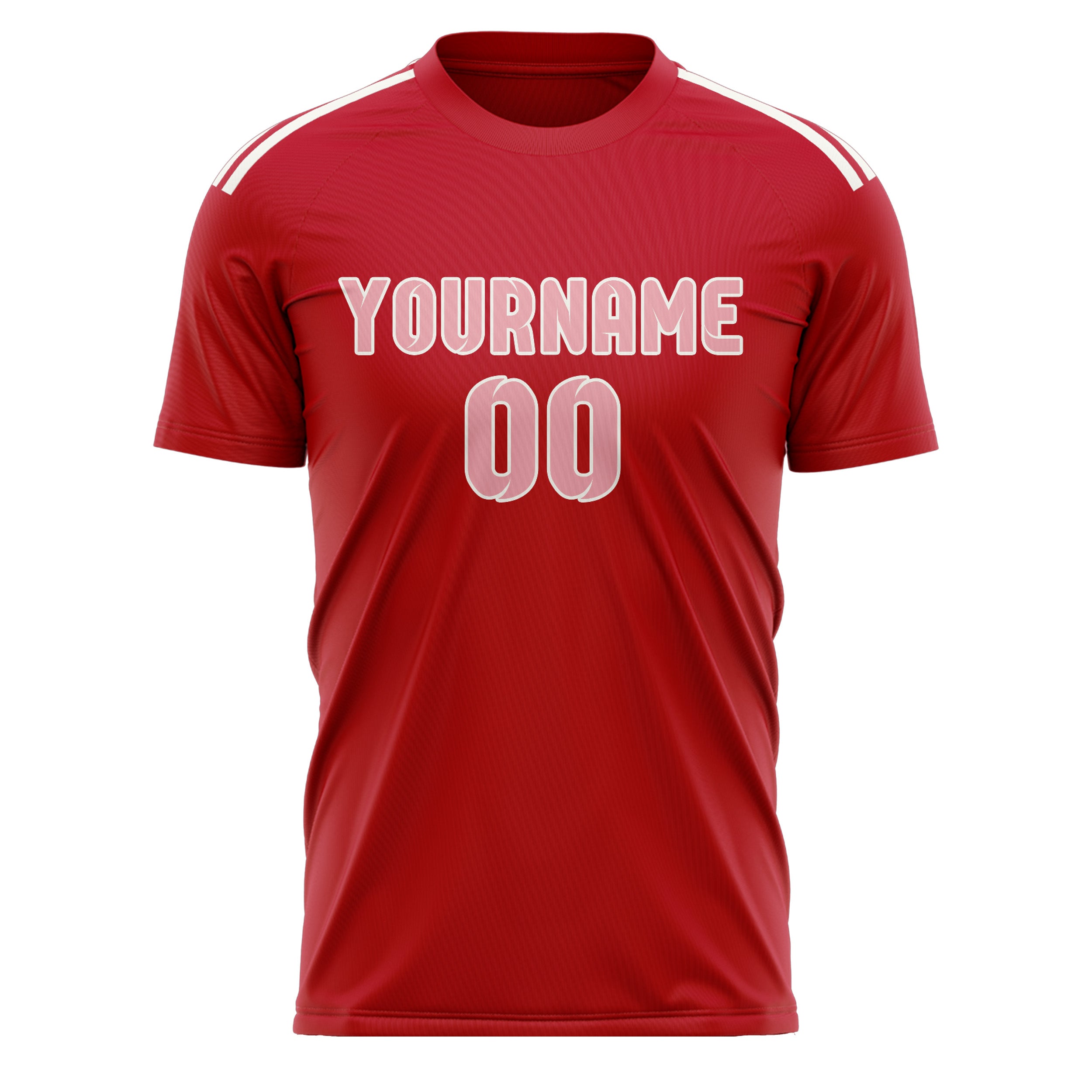 Maillot de football personnalisé rouge et rose clair