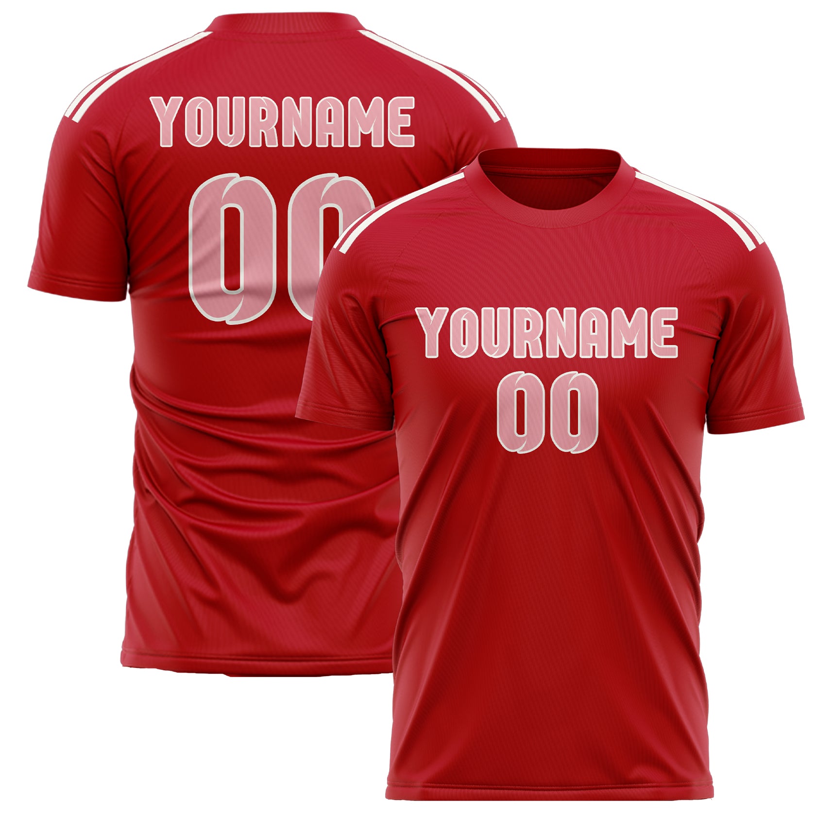 Maillot de football personnalisé rouge et rose clair