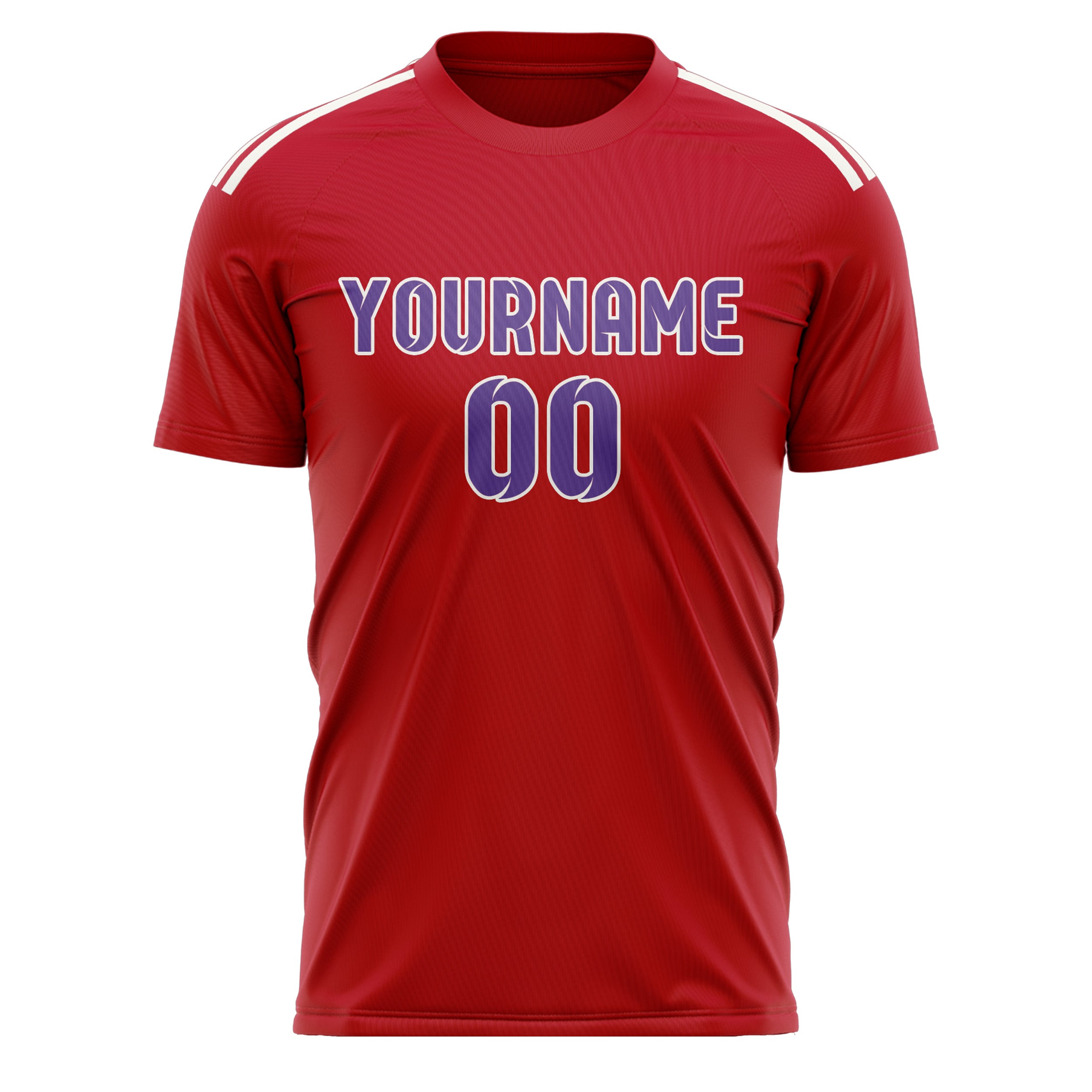 Maillot de football personnalisé rouge clair et violet