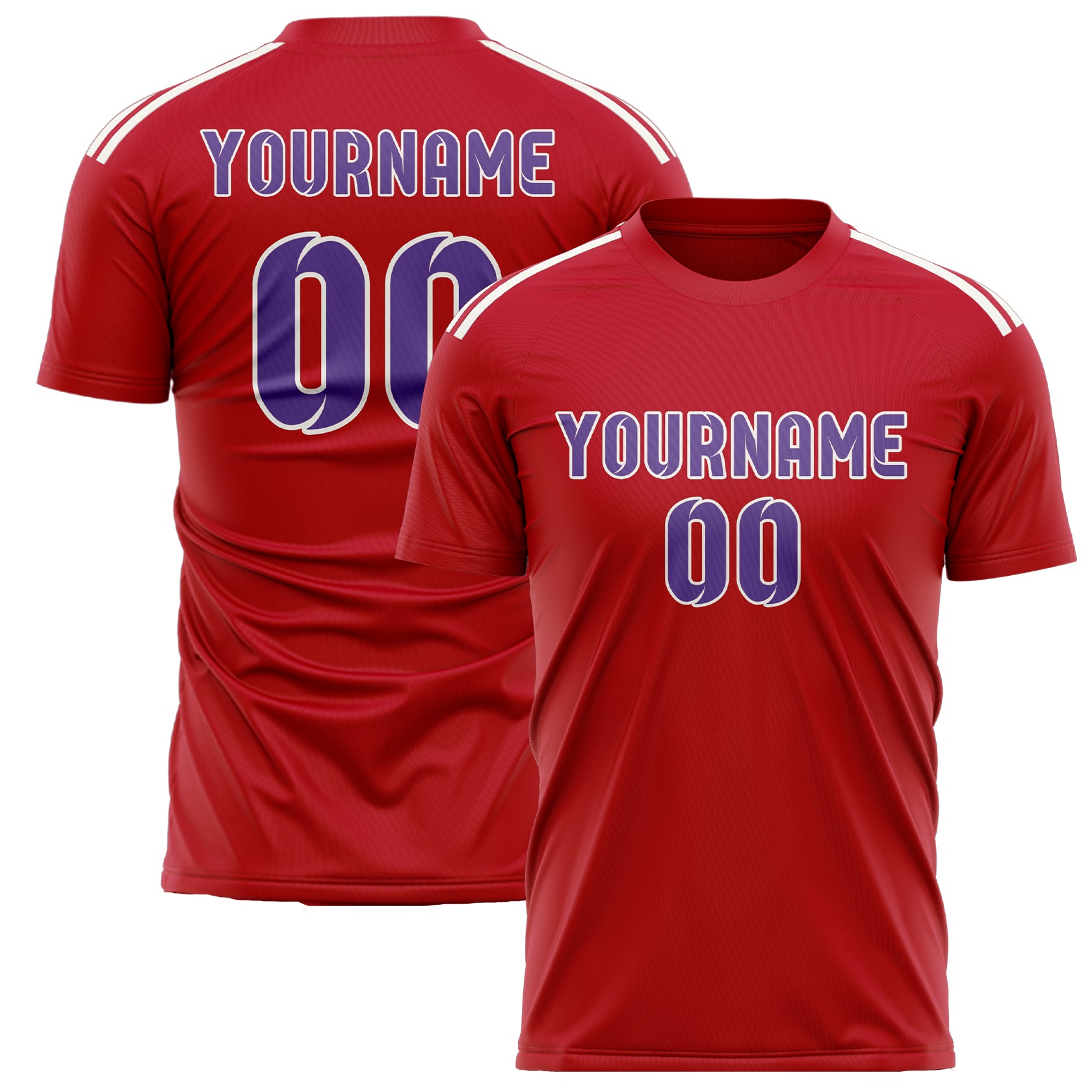 Maillot de football personnalisé rouge clair et violet