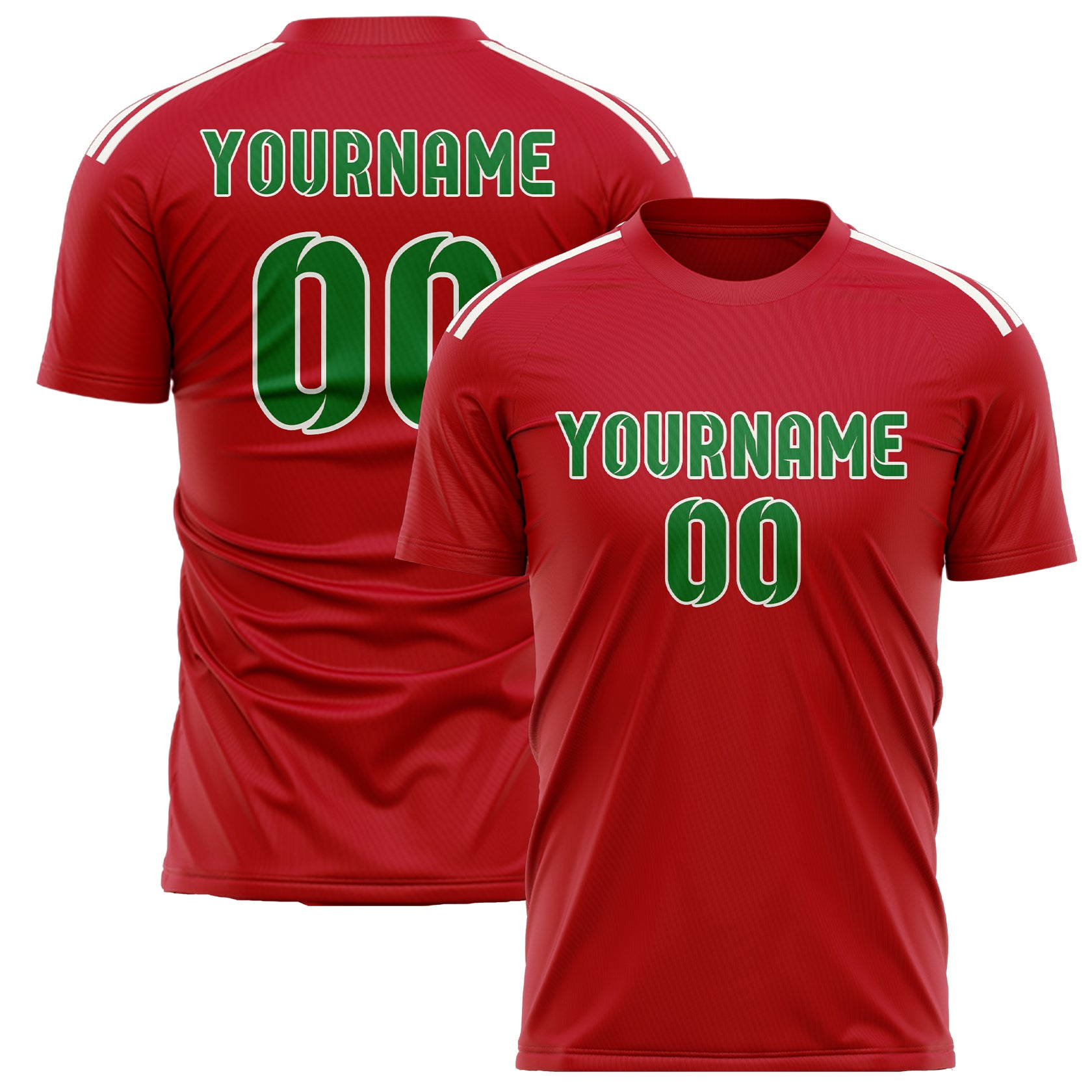Maillot de football personnalisé rouge et vert émeraude