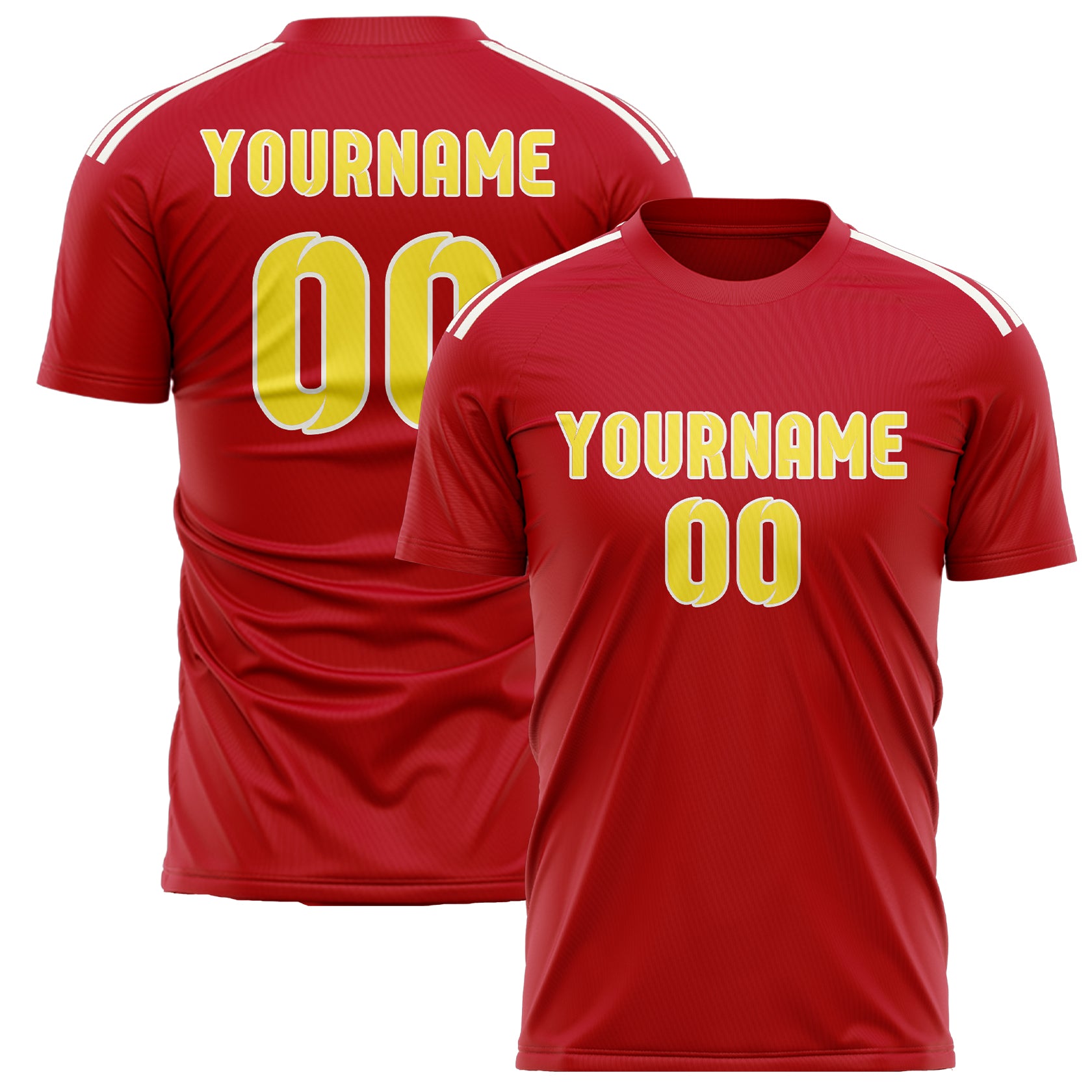 Maillot de football personnalisé rouge et jaune clair