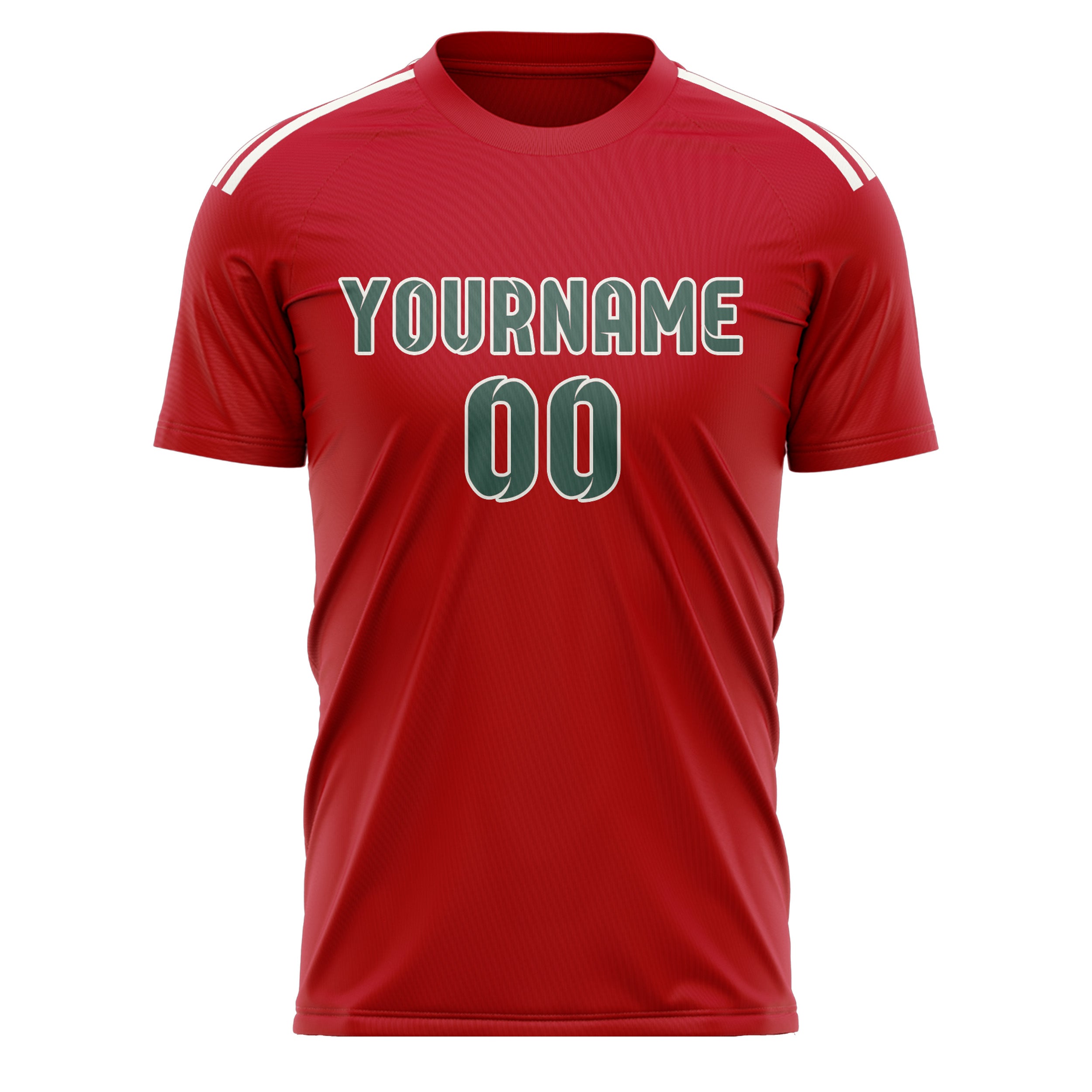 Maillot de football personnalisé rouge, bleu et vert