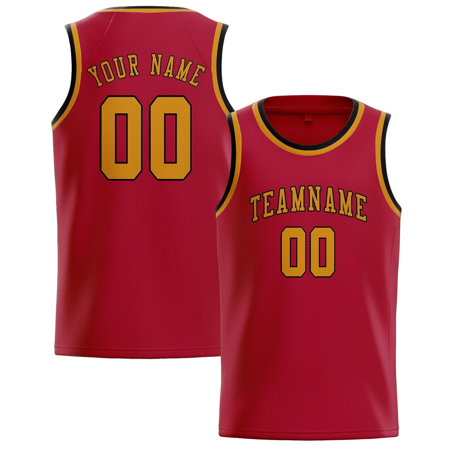 Maillot de basketball personnalisé rouge et jaune