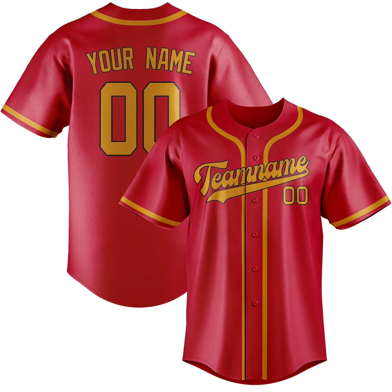 Maillot de baseball personnalisé rouge et jaune