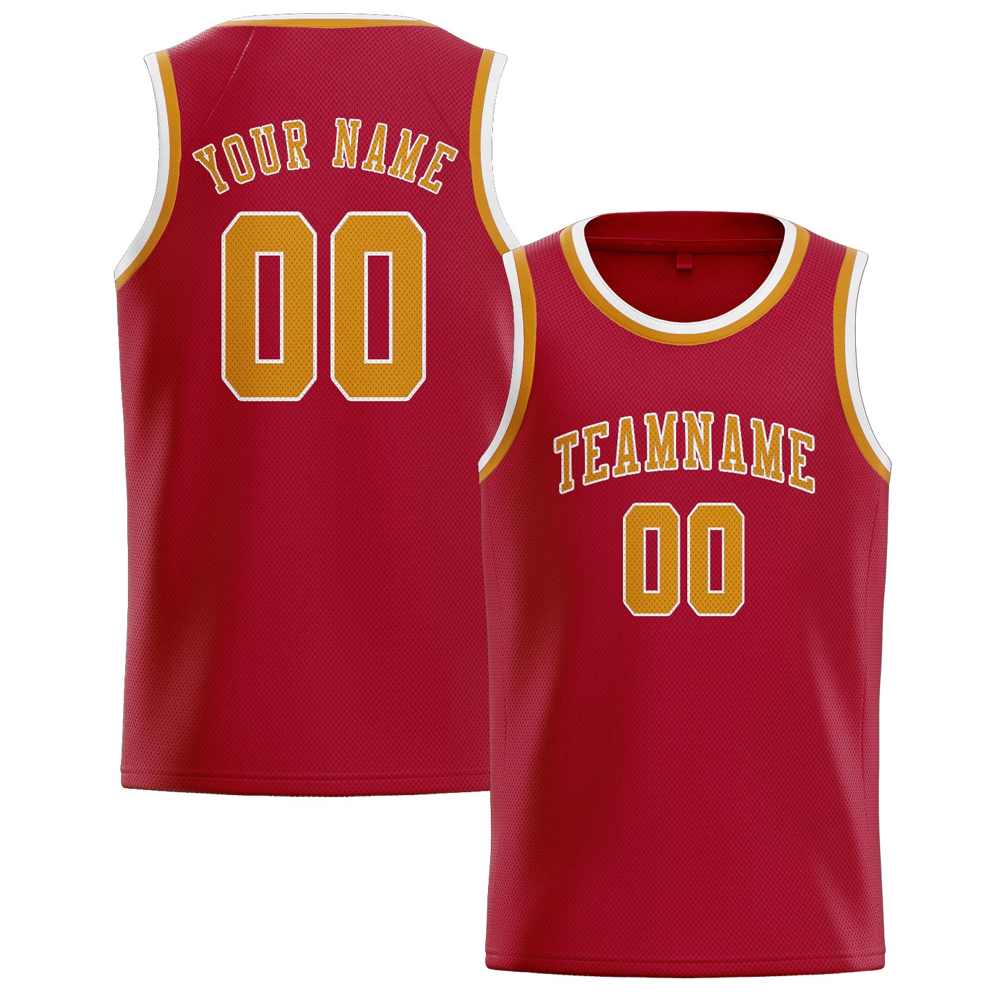 Maillot de basketball personnalisé rouge et jaune