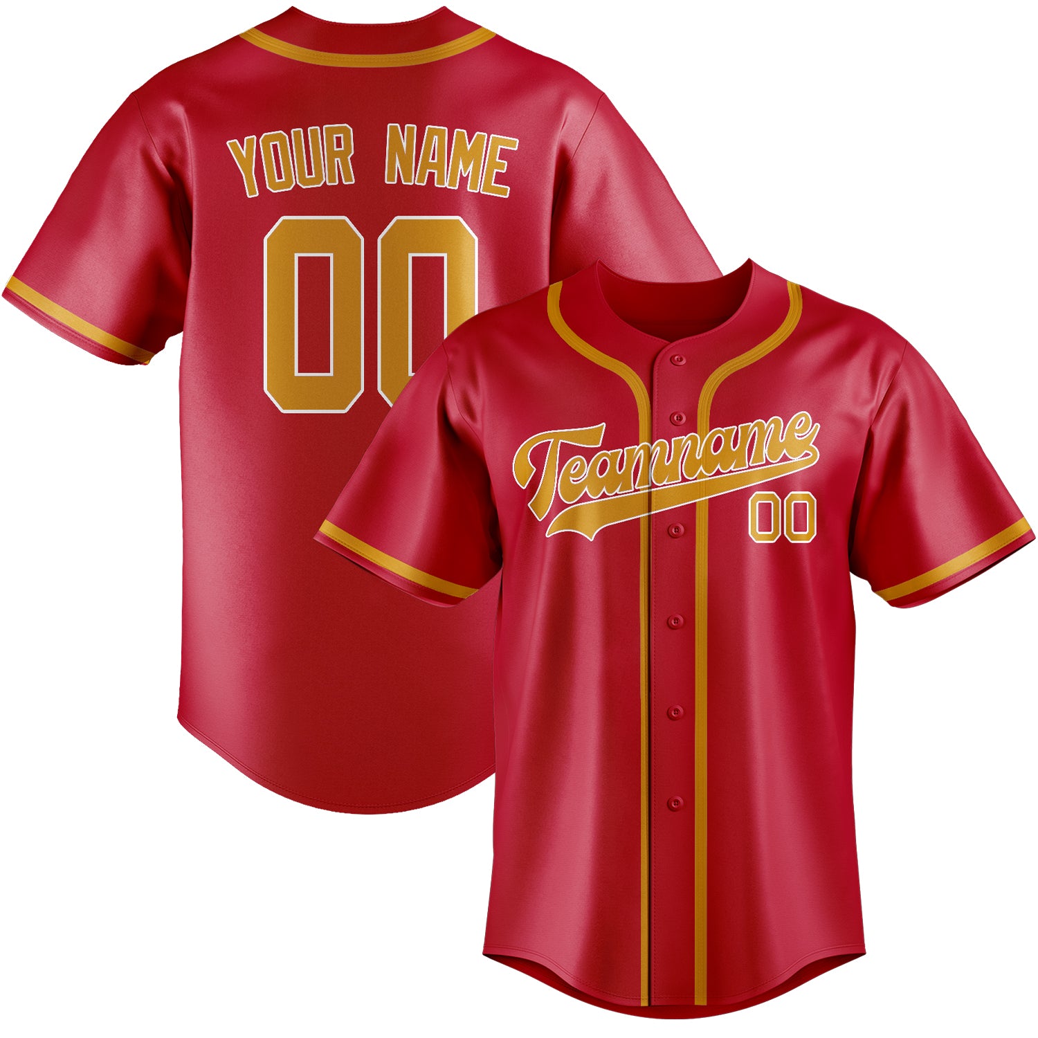 Maillot de baseball personnalisé rouge et jaune