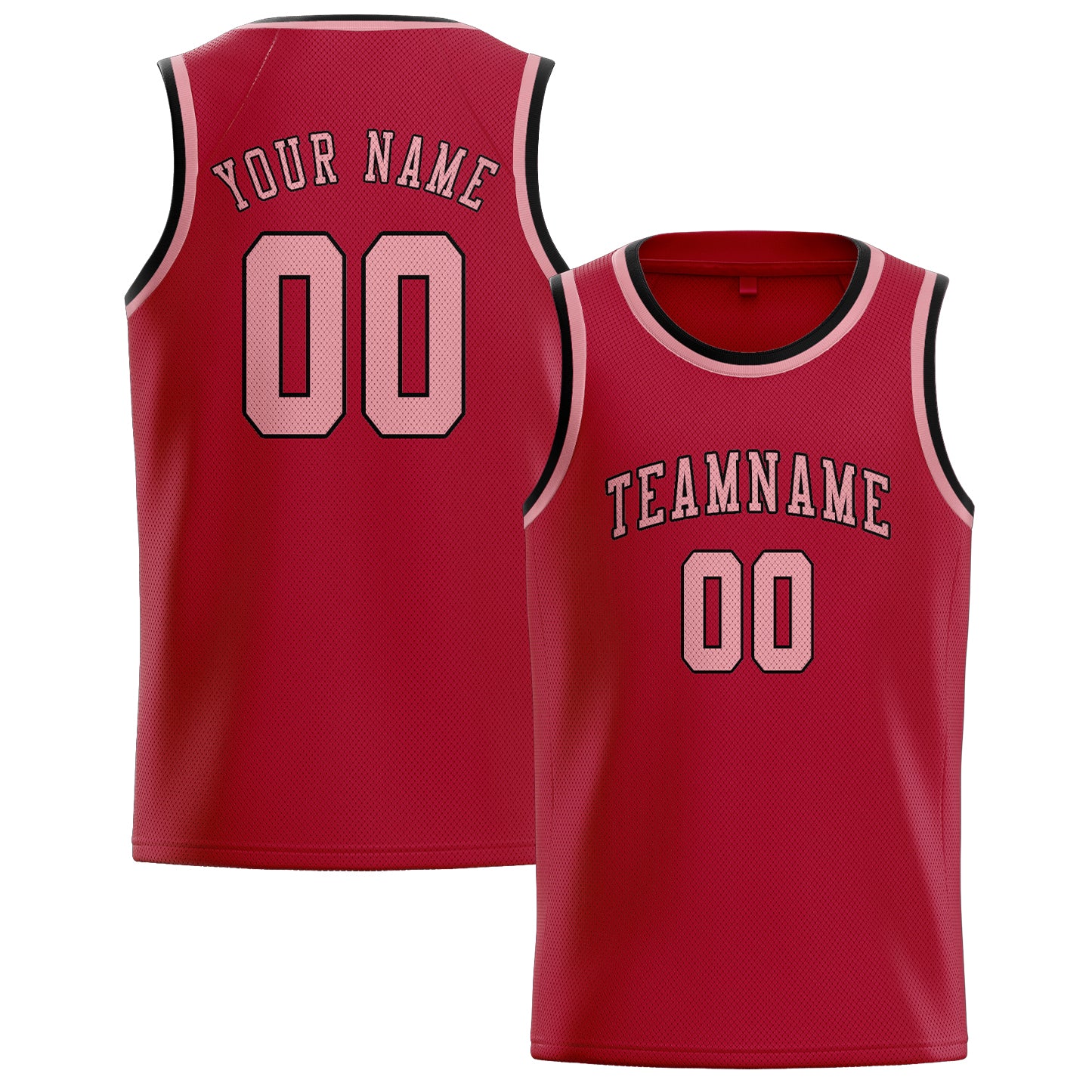 Maillot de basketball personnalisé rouge et rose clair