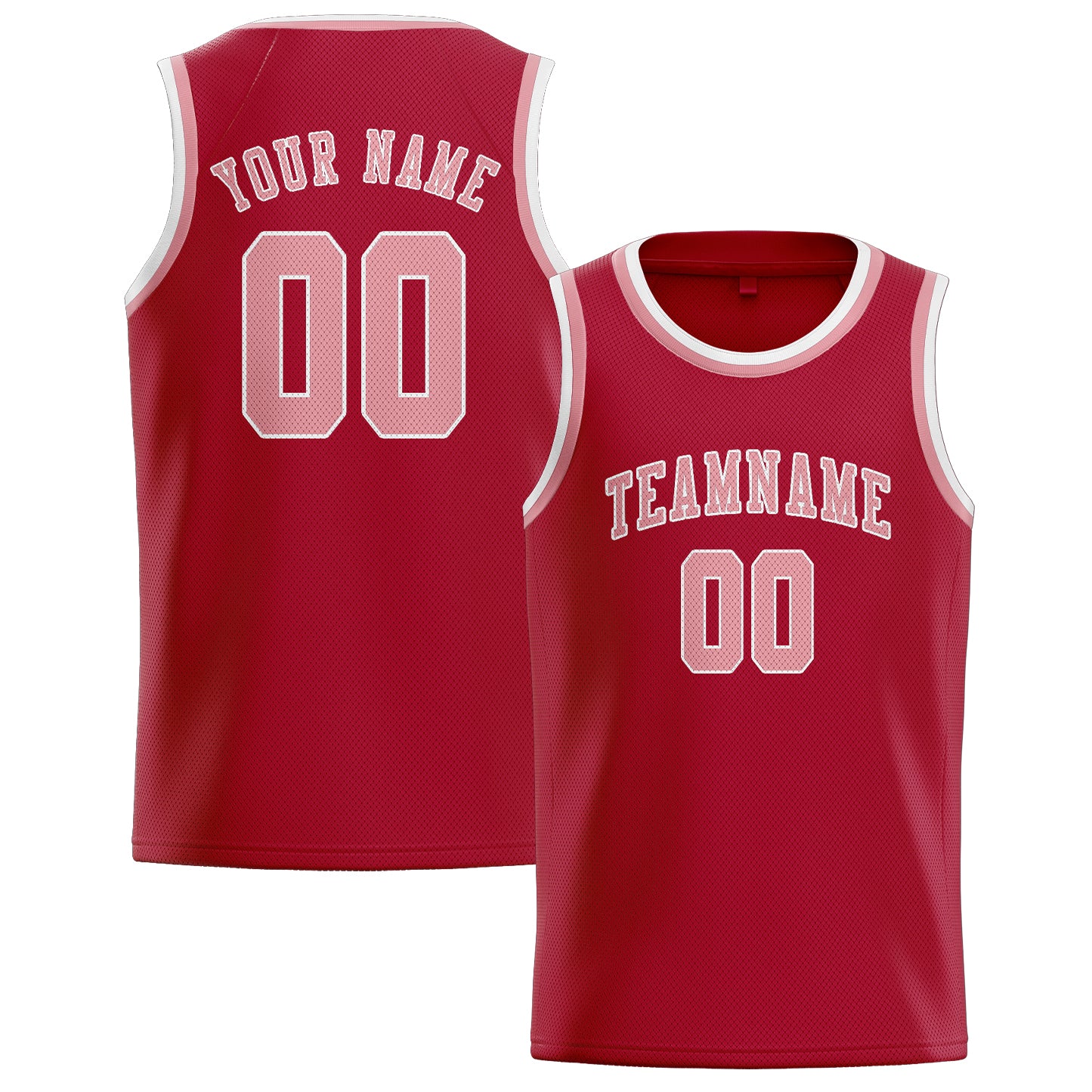 Maillot de basketball personnalisé rouge et rose clair