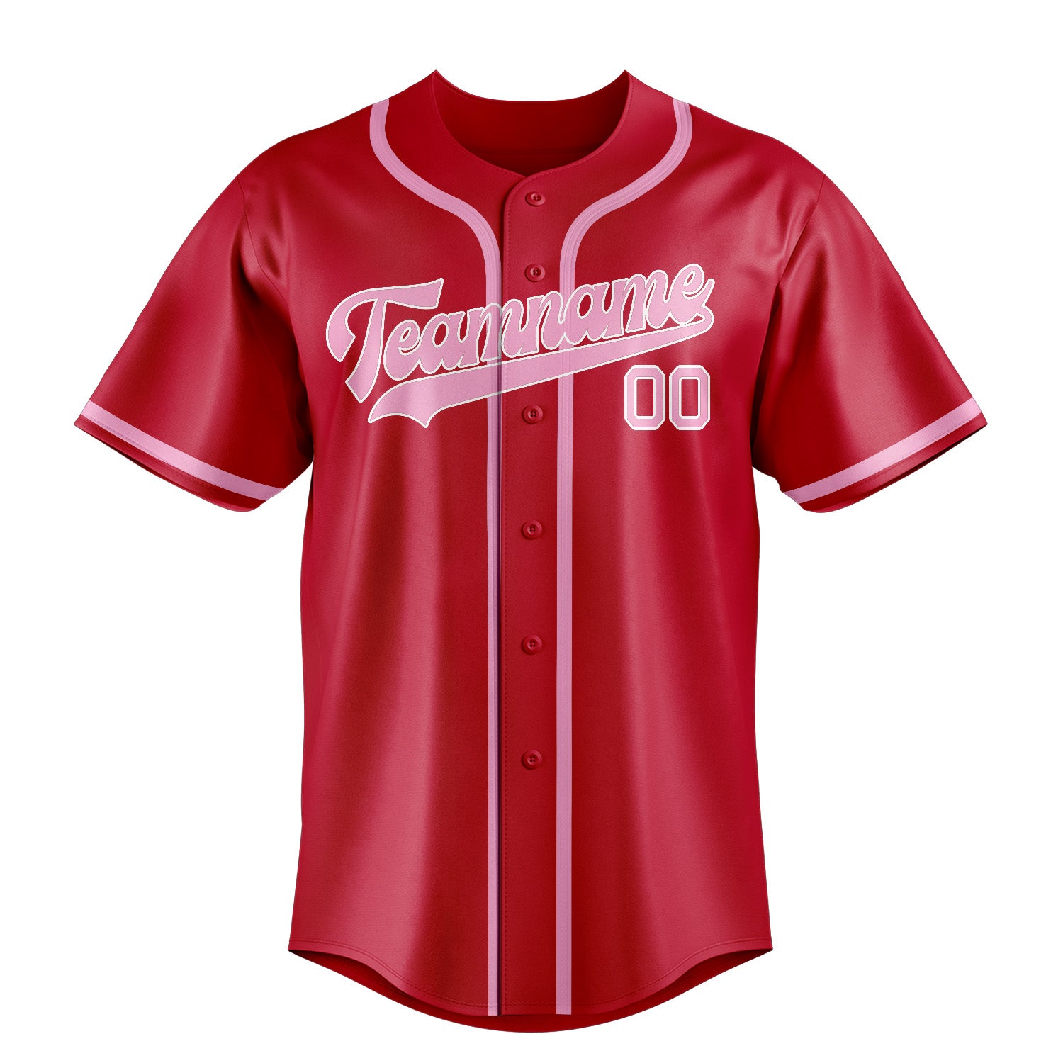 Maillot de baseball personnalisé rouge et rose clair