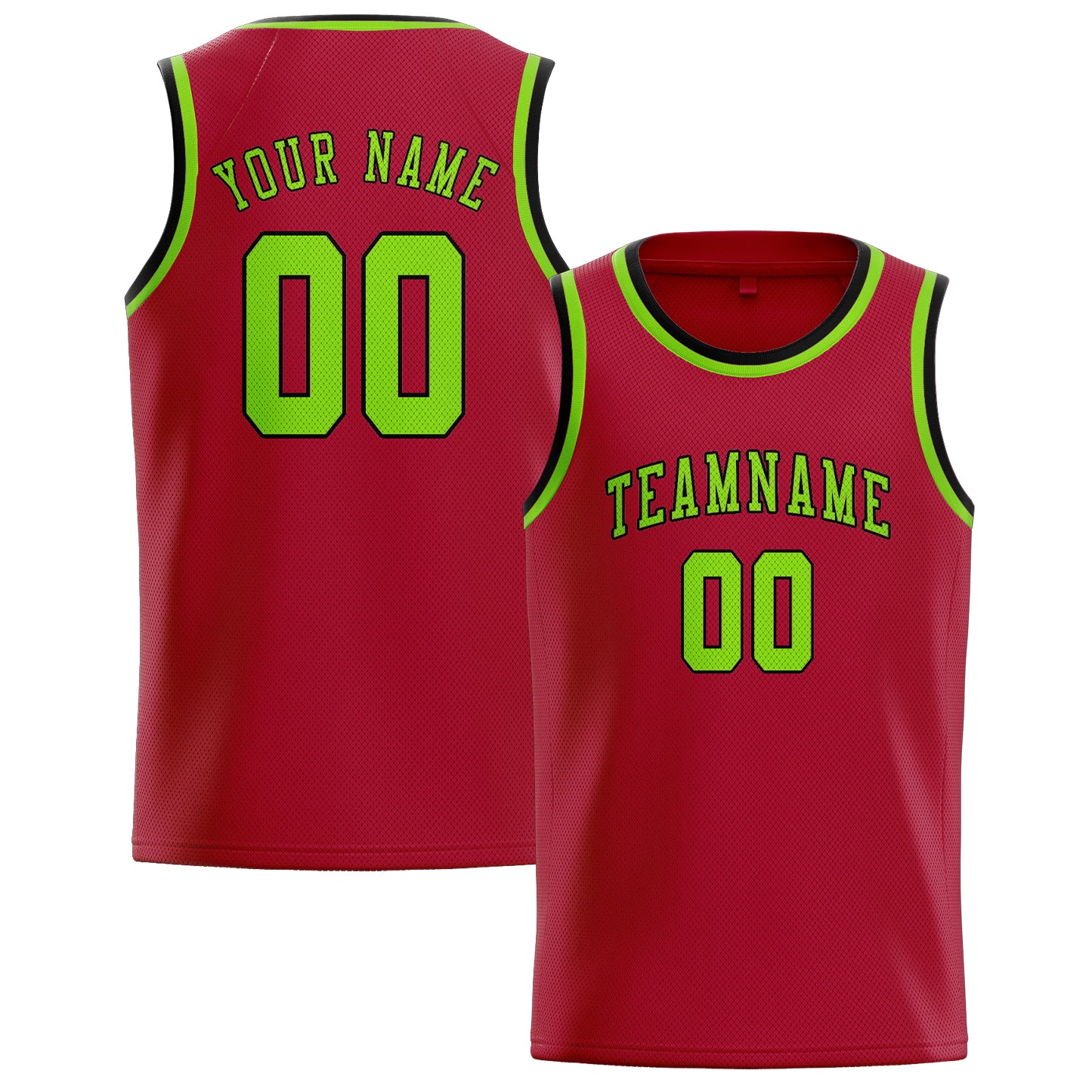 Maillot de basketball personnalisé rouge et vert émeraude