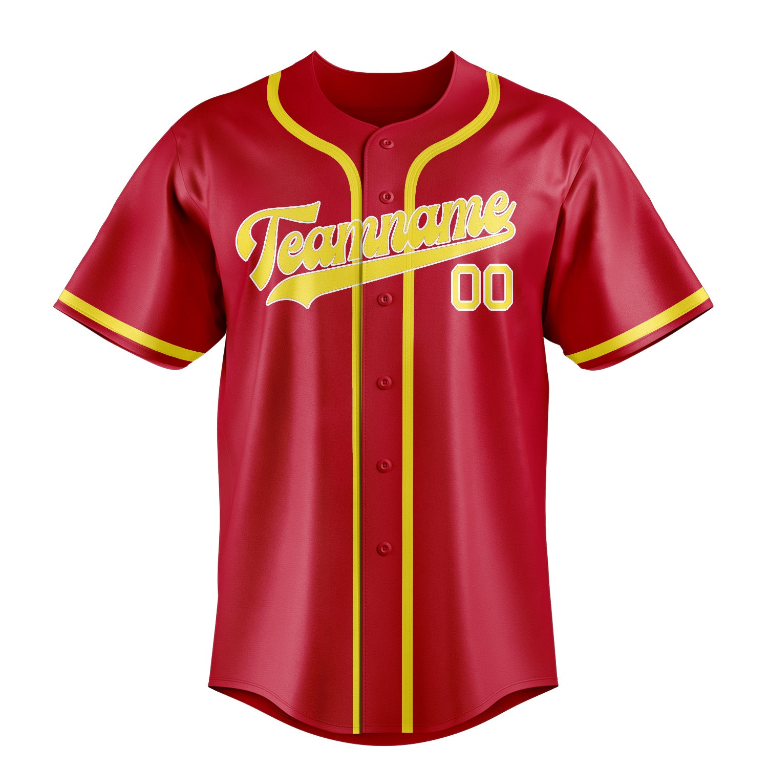 Maillot de baseball personnalisé rouge et jaune clair