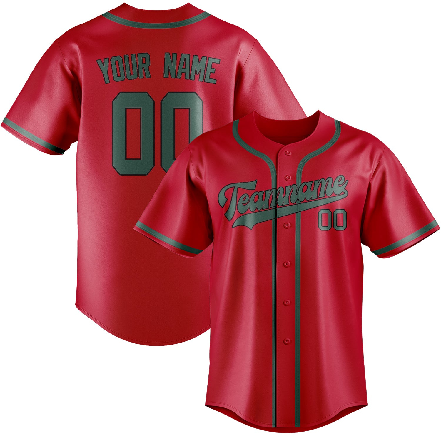 Maillot de baseball personnalisé rouge, bleu et vert