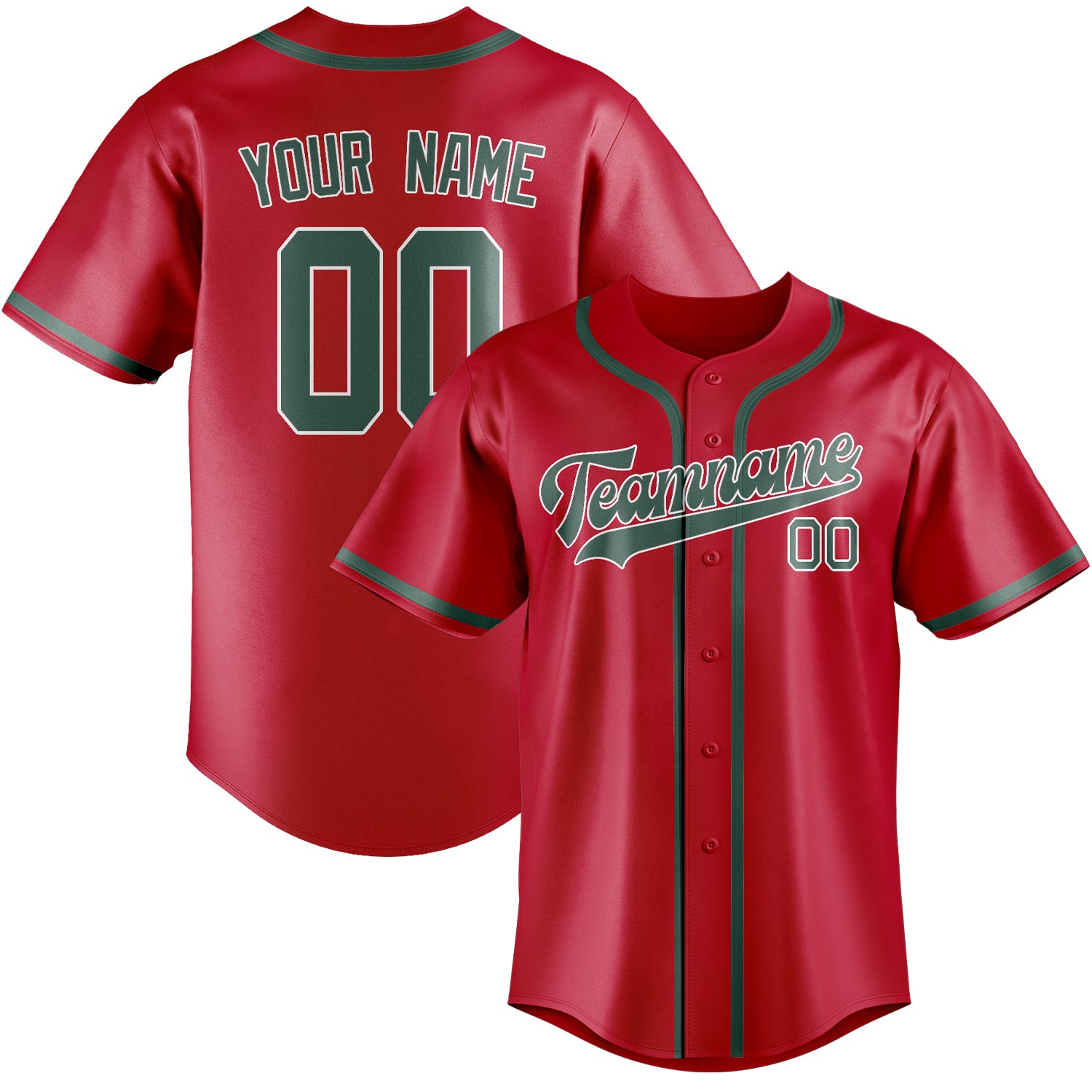 Maillot de baseball personnalisé rouge, bleu et vert