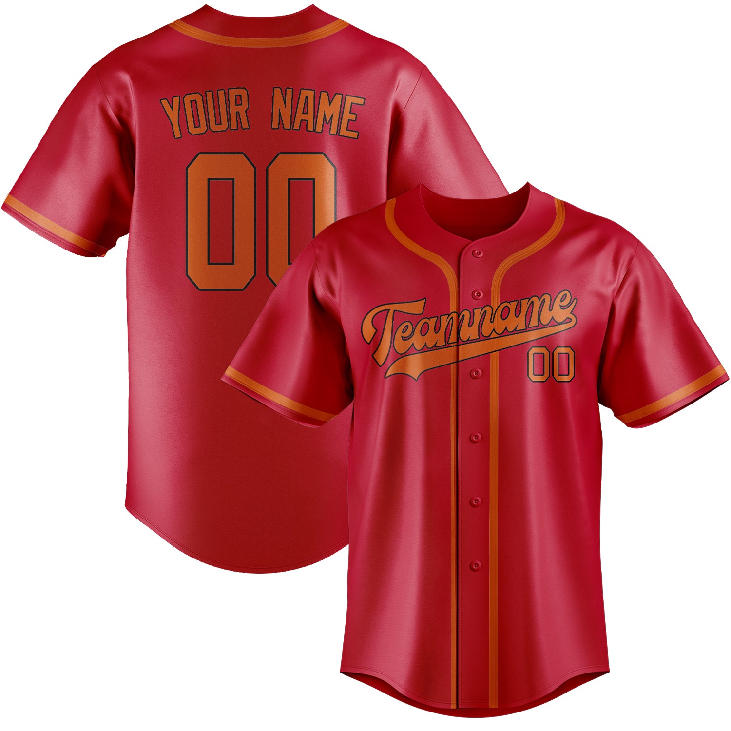 Maillot de baseball personnalisé rouge orange