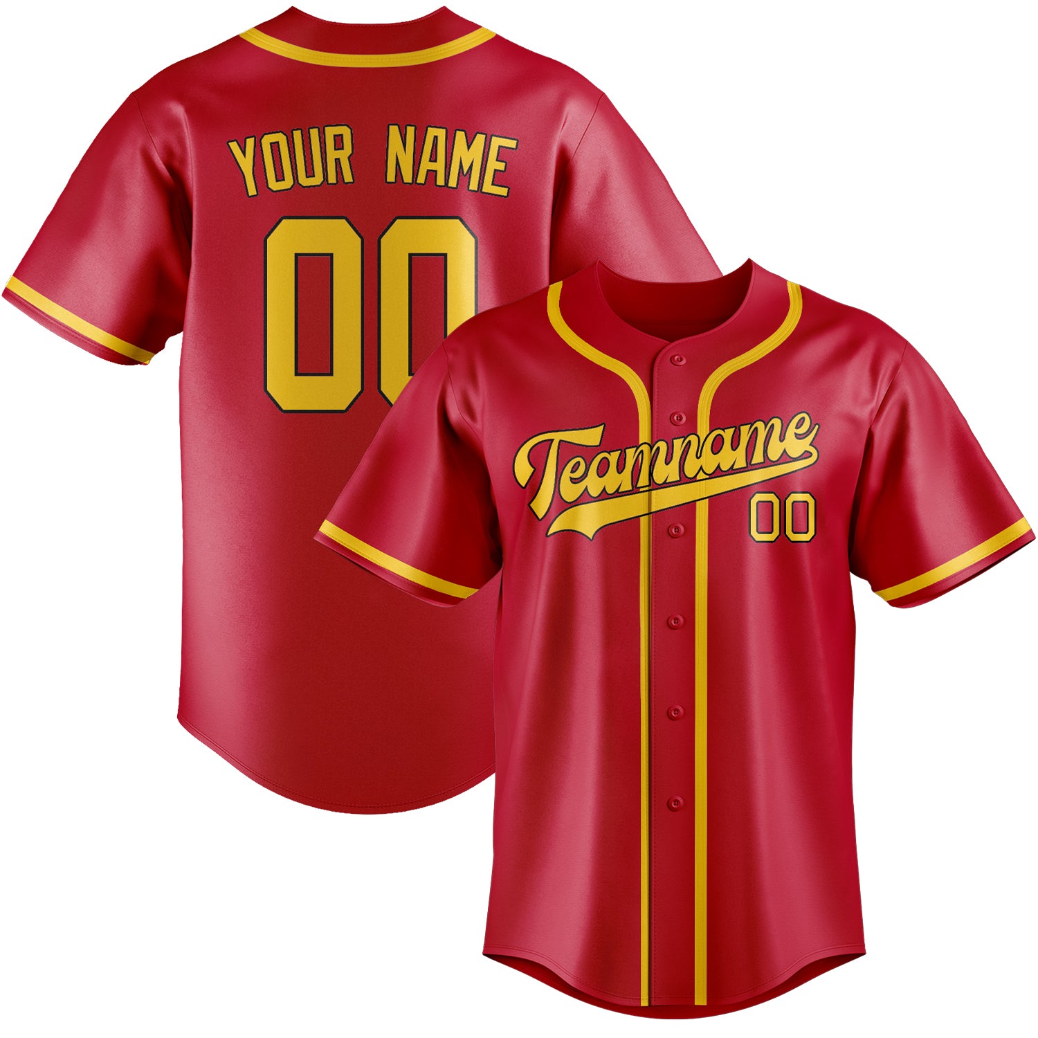 Maillot de baseball rouge et or personnalisé