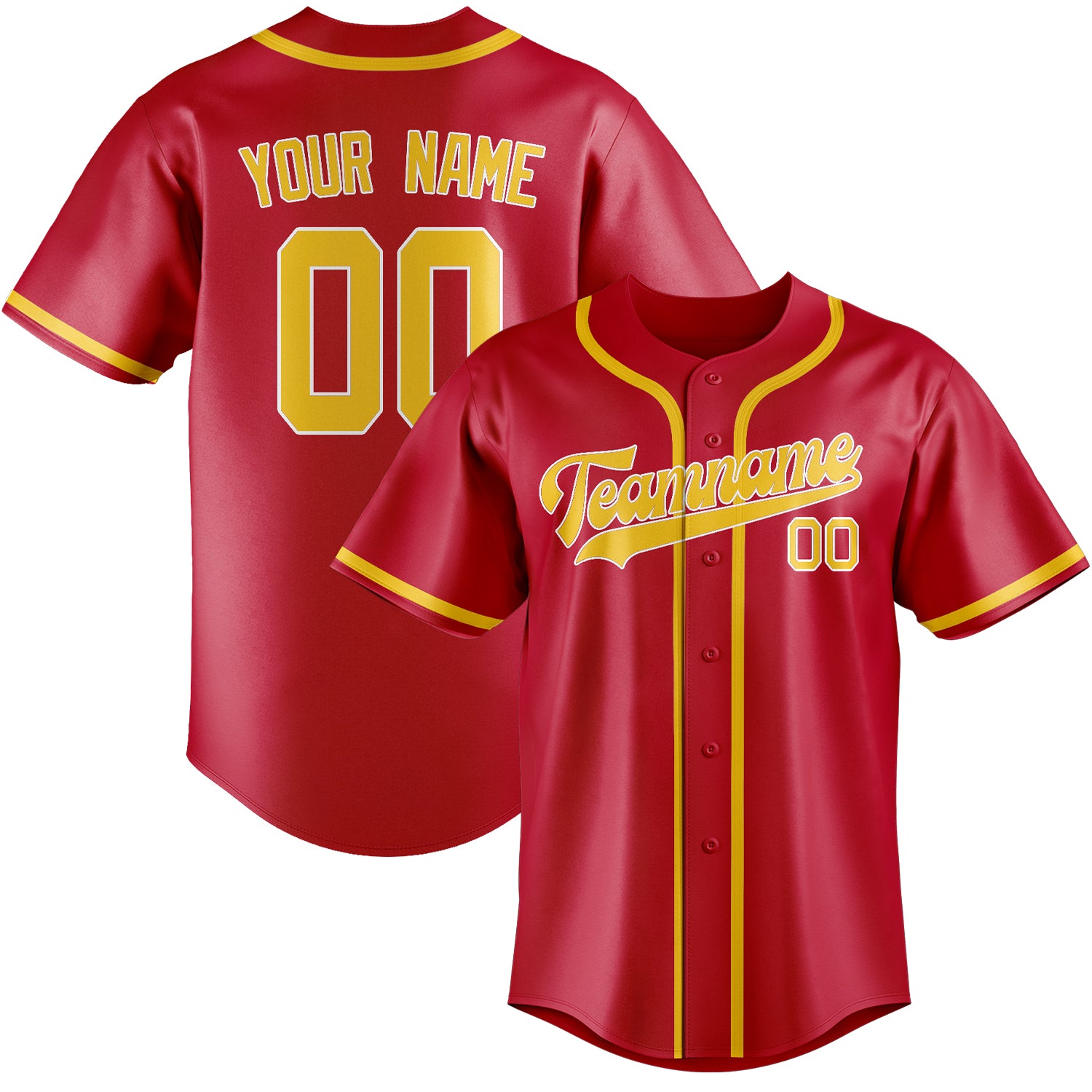 Maillot de baseball rouge et or personnalisé