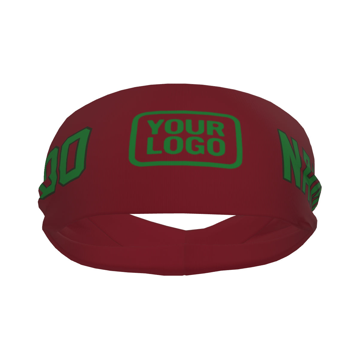 Bandeau de sport personnalisé rouge cramoisi et vert émeraude