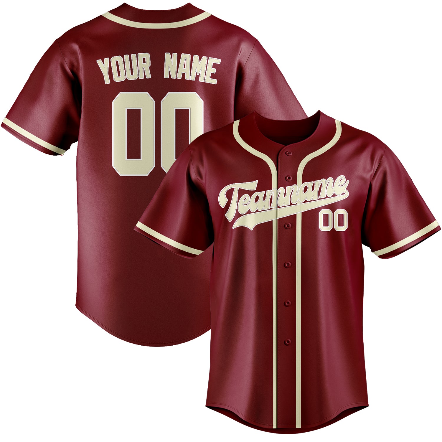 Custom Crimson Red Cream Baseball Jersey