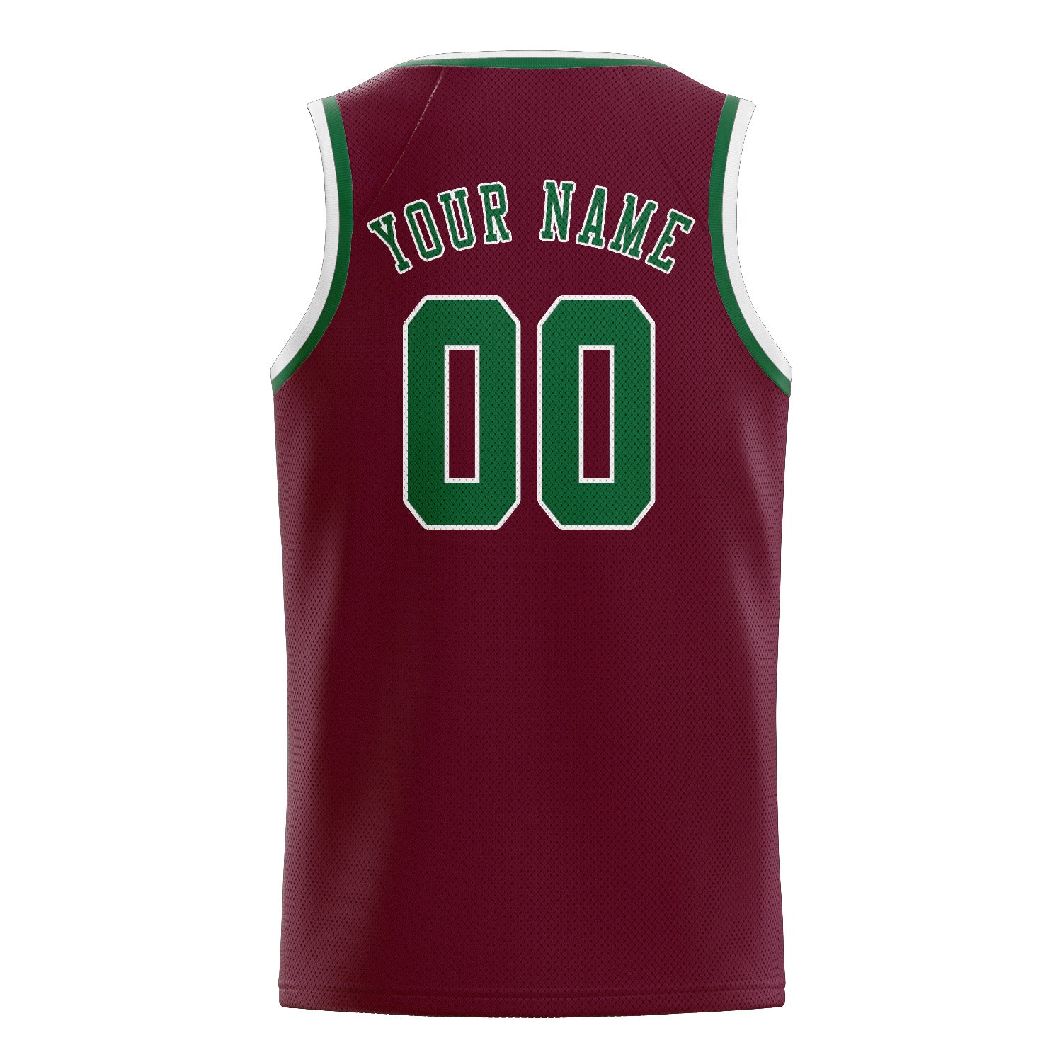 Maillot de basketball personnalisé rouge cramoisi et vert