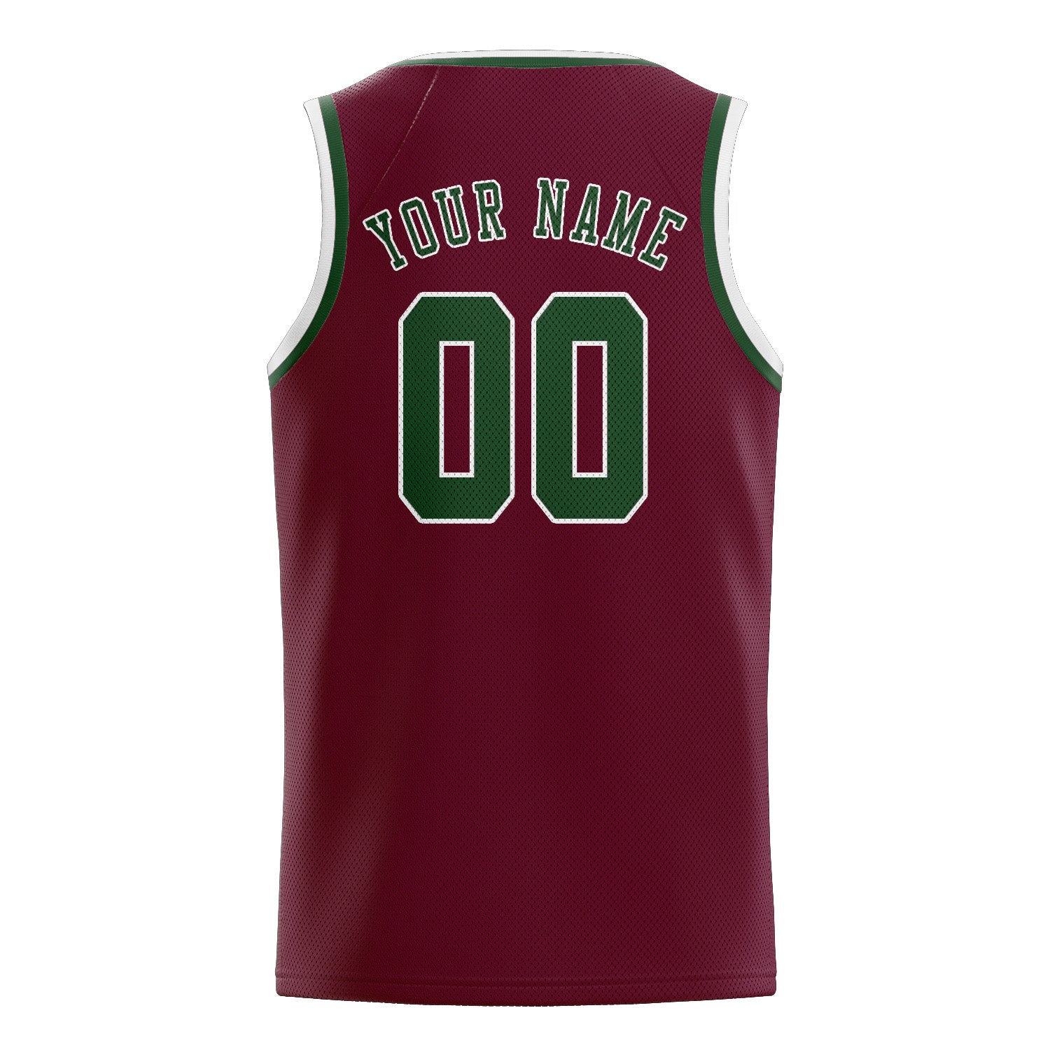 Maillot de basketball personnalisé rouge cramoisi et vert foncé