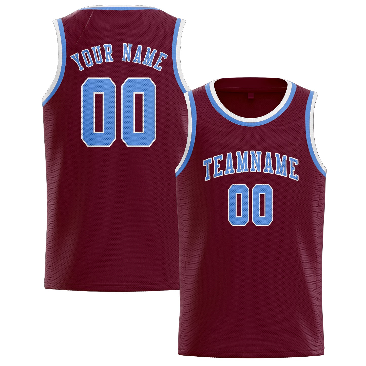 Maillot de basketball personnalisé rouge cramoisi et bleu clair