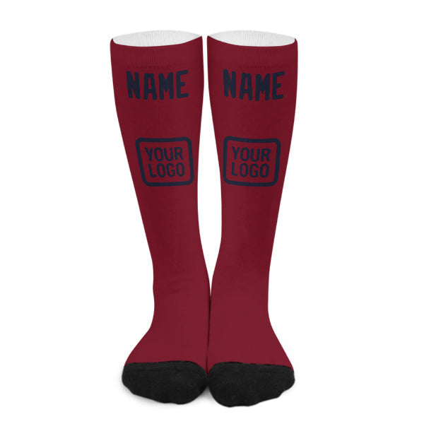 Chaussettes hautes personnalisées rouge carmin et marine