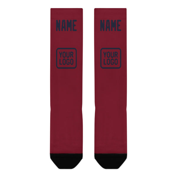Chaussettes hautes personnalisées rouge carmin et marine