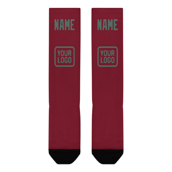 Chaussettes hautes personnalisées rouge carmin, bleu et vert